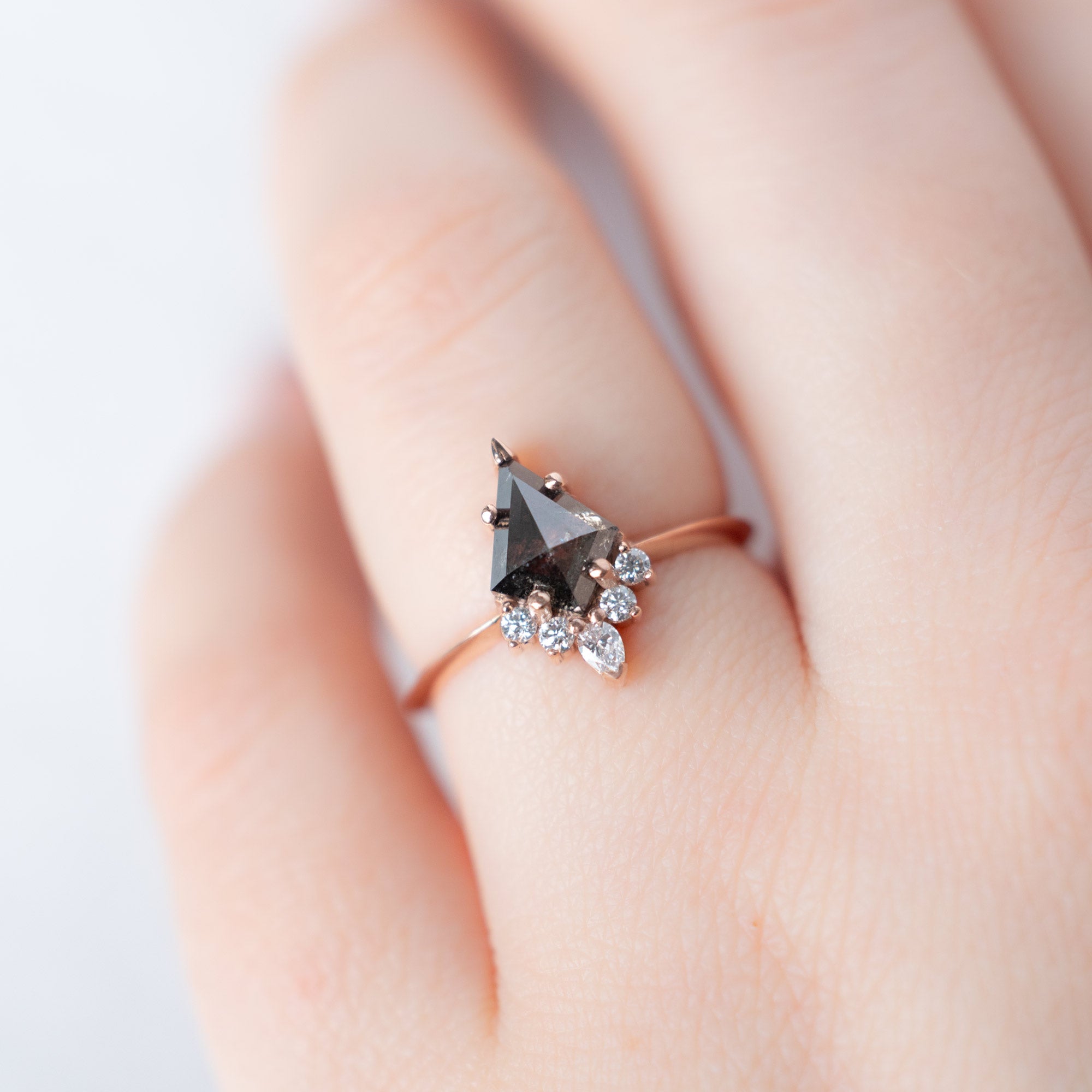 The Aster Ring | 1.22ct Kite Black Diamond in 14K Rose Gold