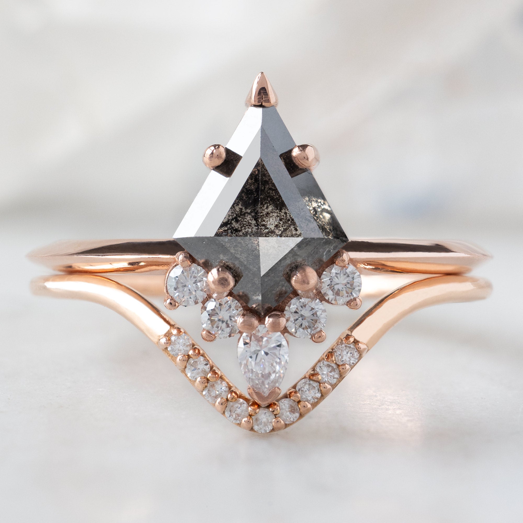 The Aster Ring | 1.22ct Kite Black Diamond in 14K Rose Gold