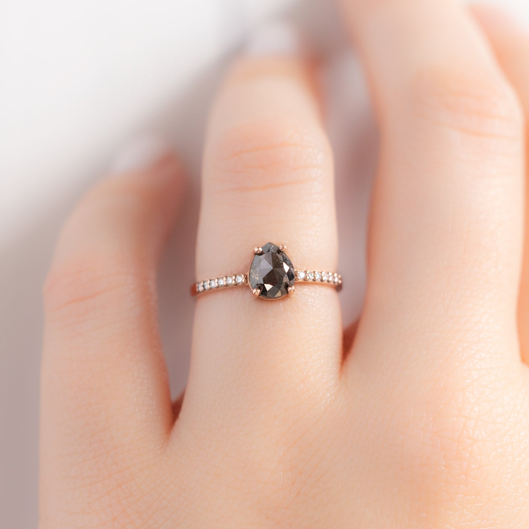 The Willow Ring | Build Your Own Pear Black Diamond Engagement Ring