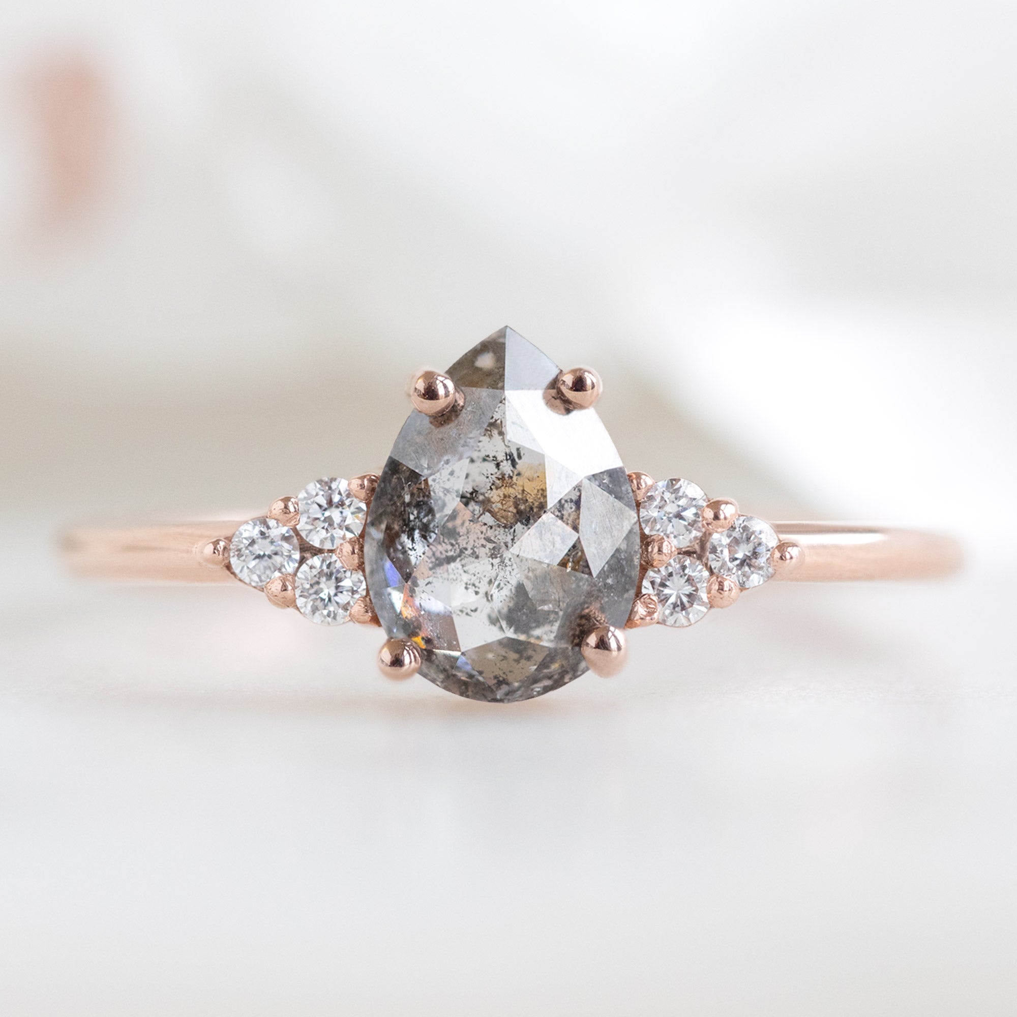 The Ivy Ring | Build Your Own Pear Salt and Pepper Diamond Engagement Ring