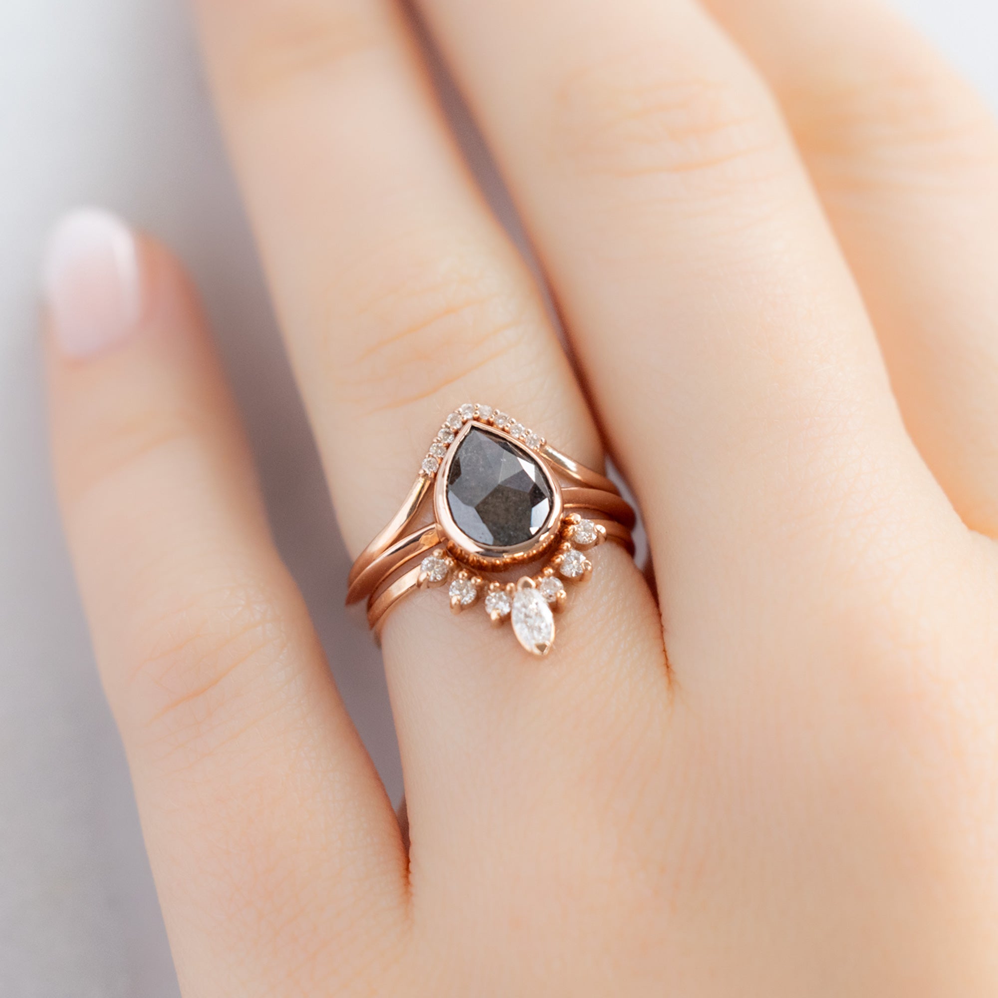 The Hazel Ring | Build Your Own Pear Black Diamond Engagement Ring