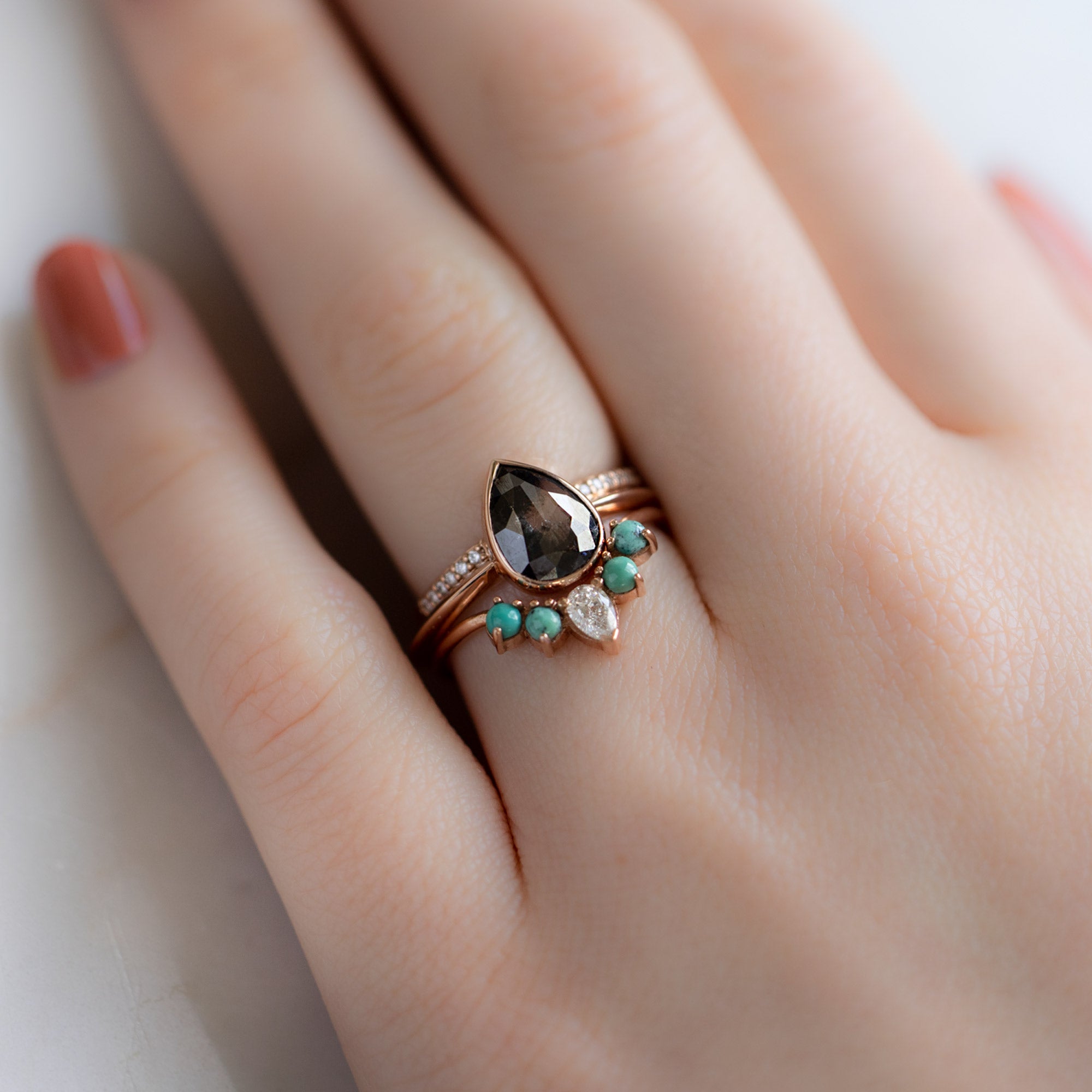 The Hazel Ring | Build Your Own Pear Black Diamond Engagement Ring