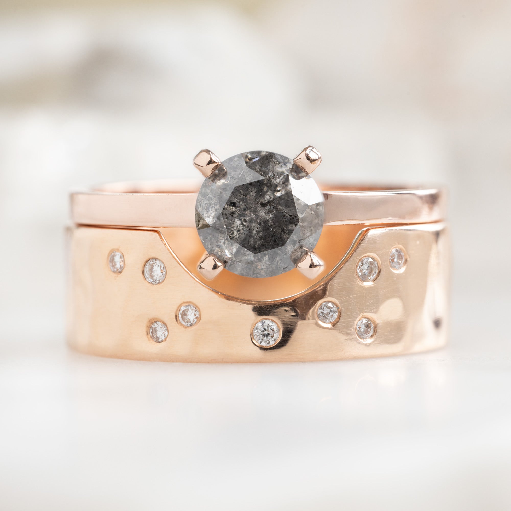 The Bryn Ring | Build Your Own Round Salt and Pepper Diamond Engagement Ring
