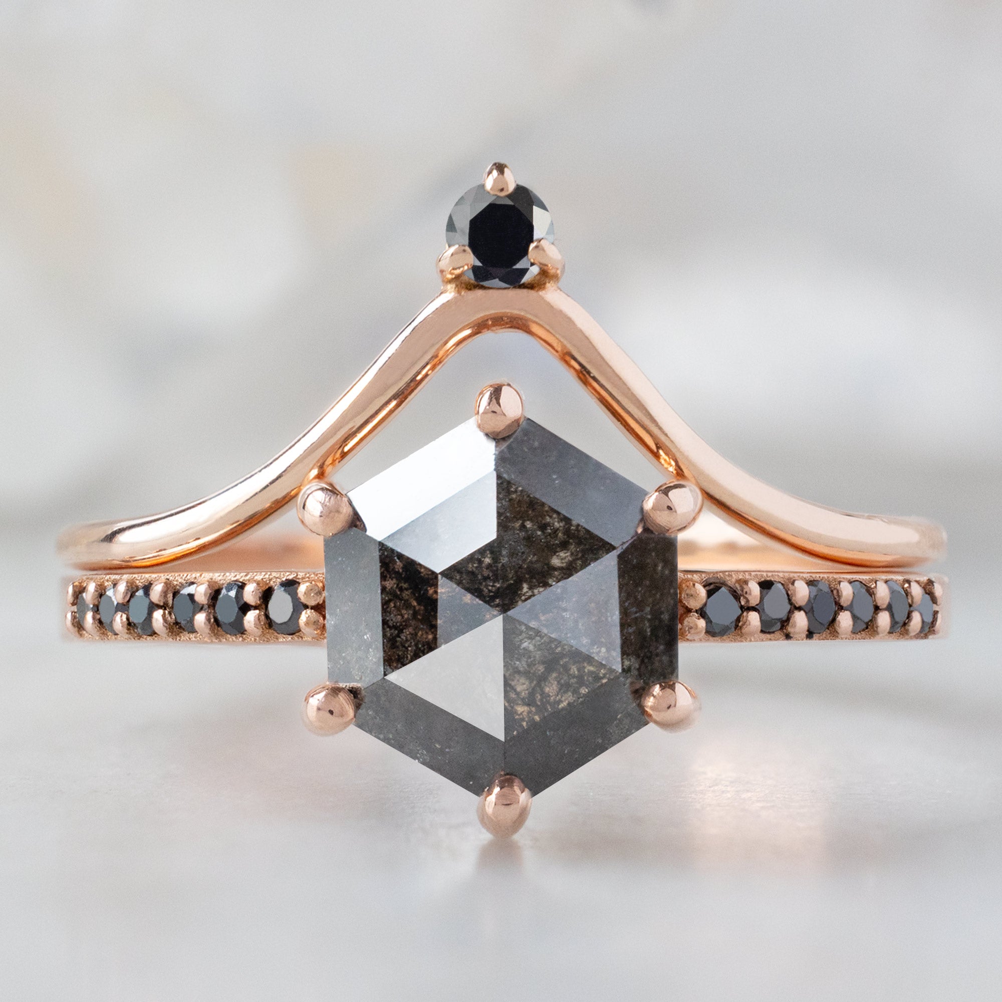 The Willow Ring | Build Your Own Hexagon Black Diamond Engagement Ring