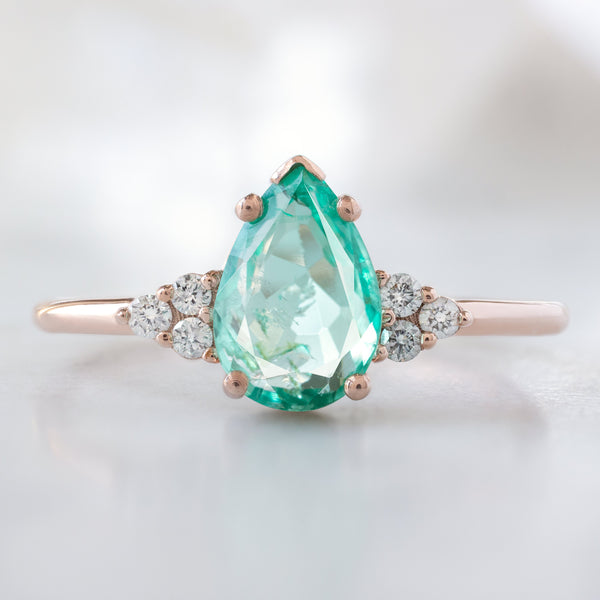 The Ivy Ring | 1.23ct Pear Emerald in 14K Rose Gold