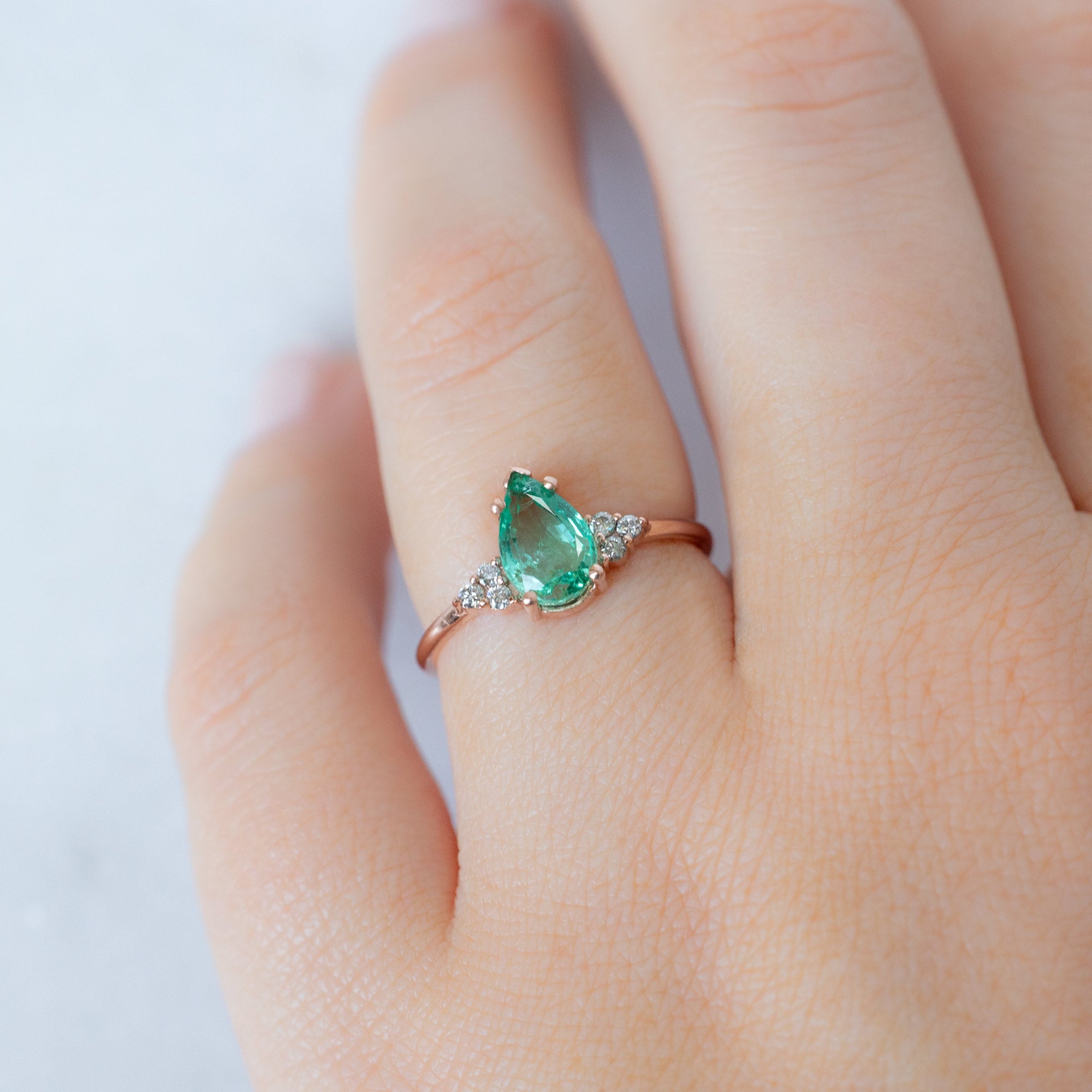 The Ivy Ring | 1.23ct Pear Emerald in 14K Rose Gold