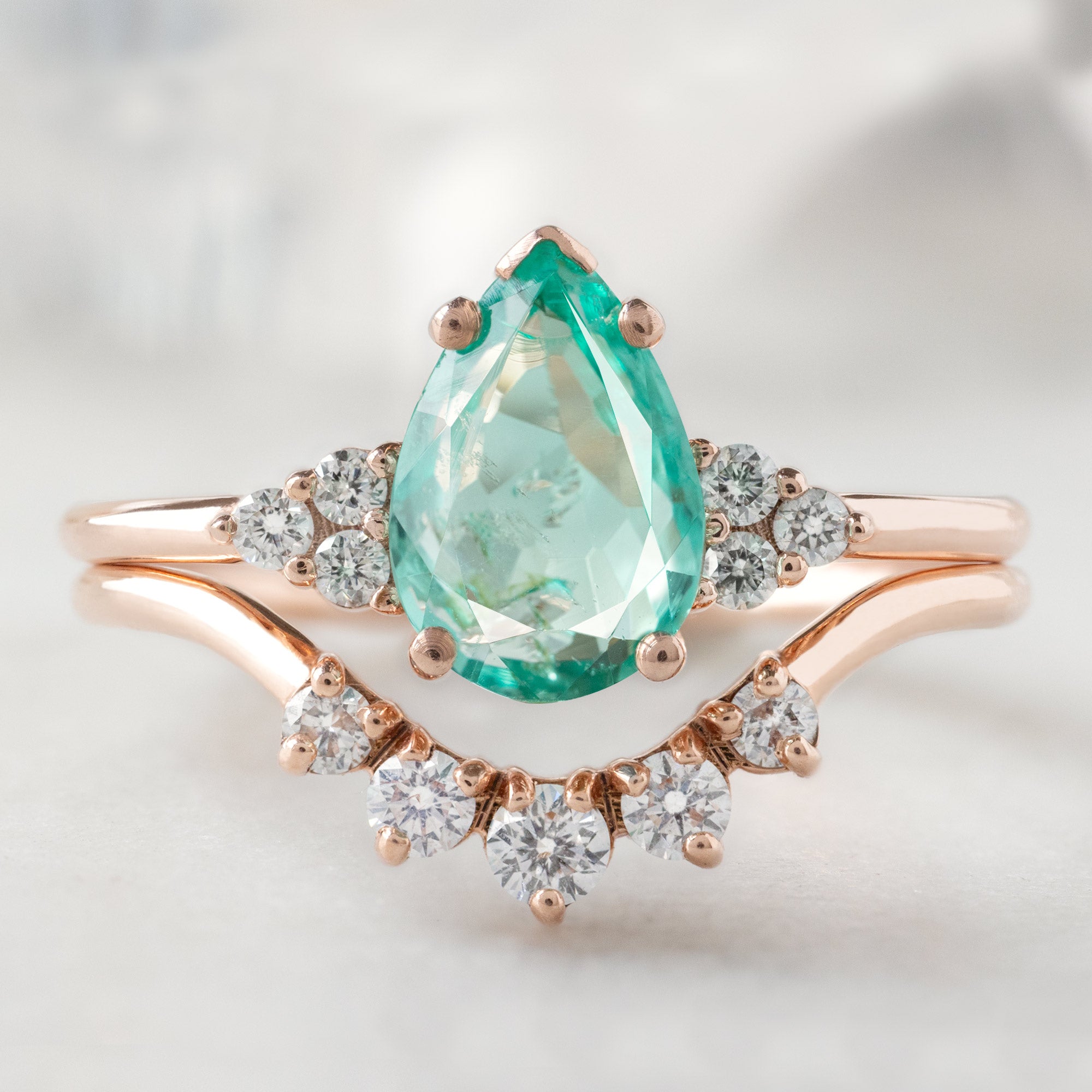 The Ivy Ring | 1.23ct Pear Emerald in 14K Rose Gold