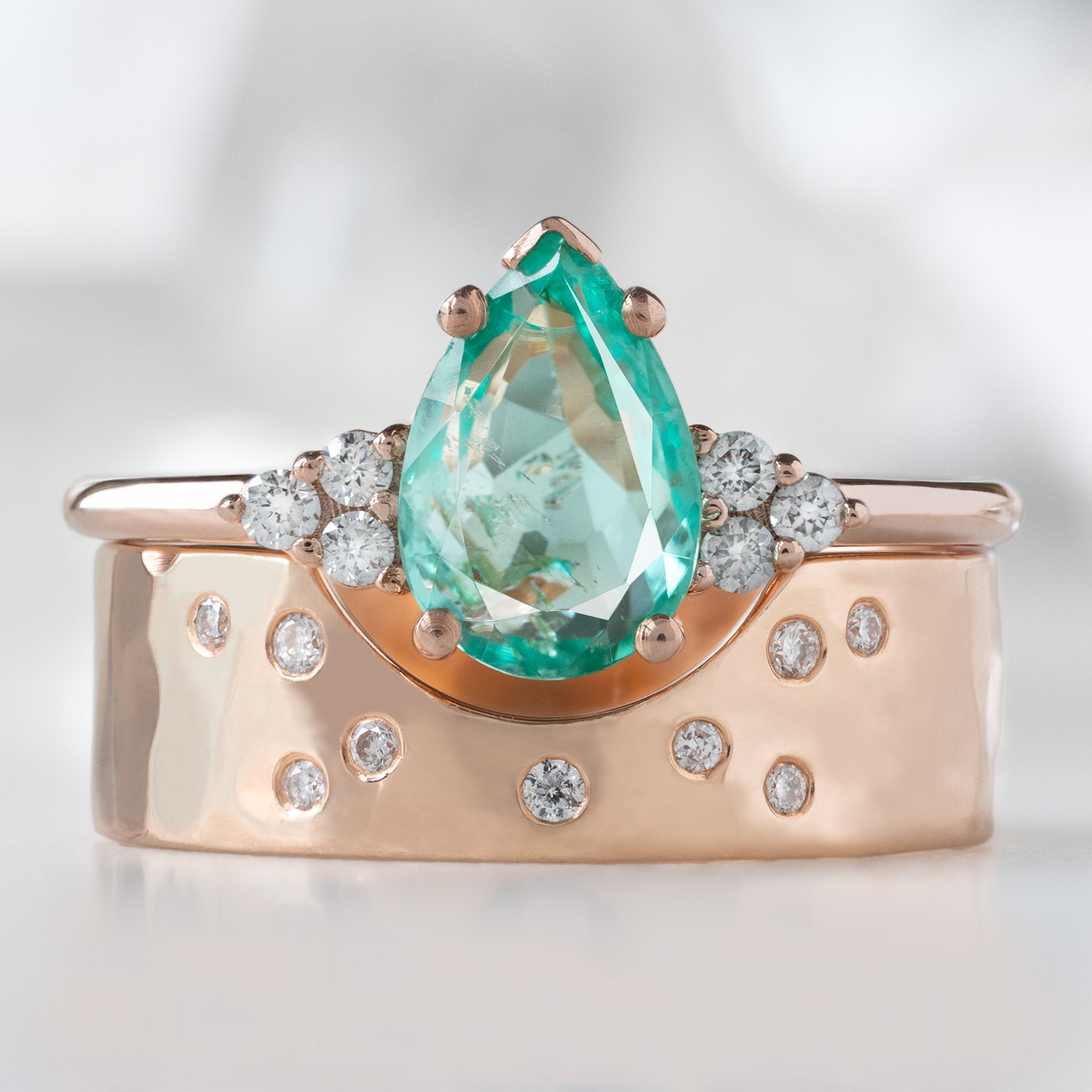 The Ivy Ring | 1.23ct Pear Emerald in 14K Rose Gold