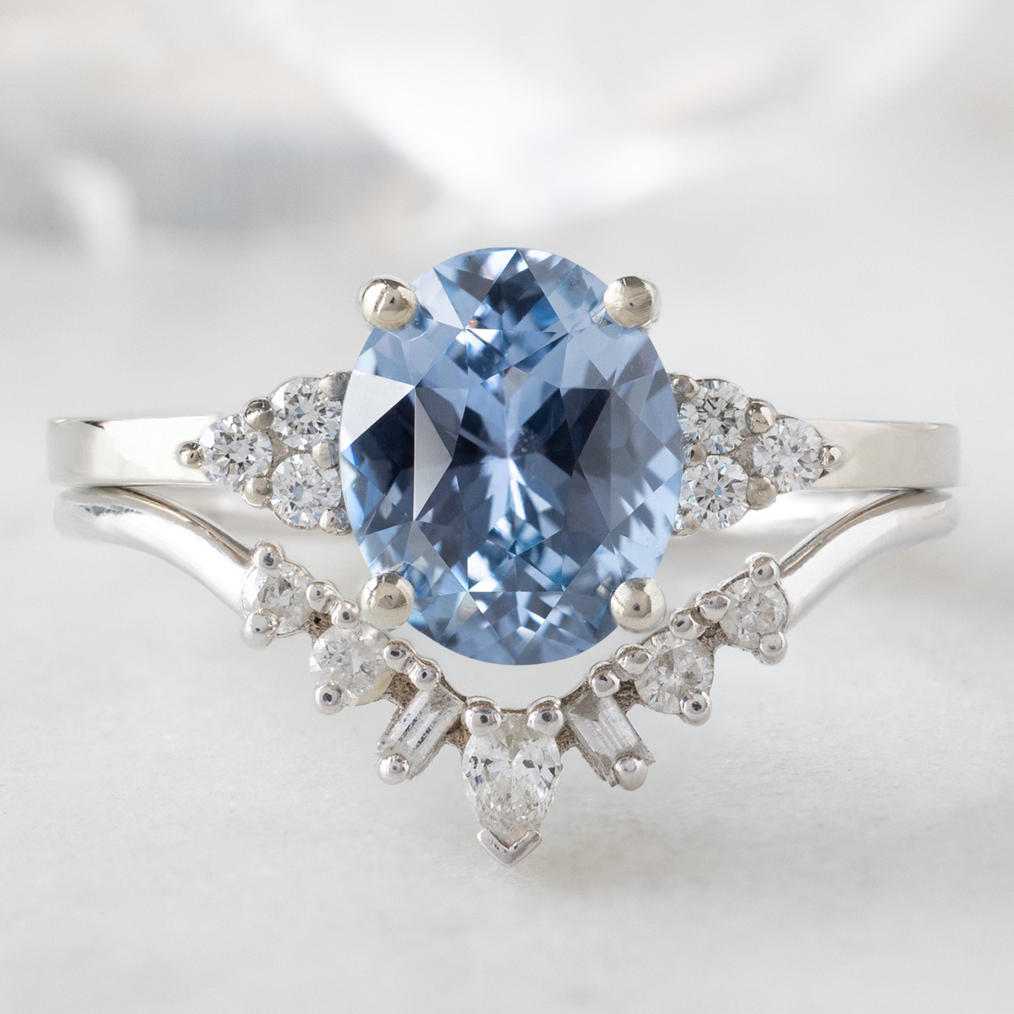 The Ivy Ring | 1.65ct Oval Purple Sapphire in 14K White Gold