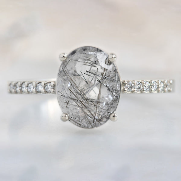 The Willow Ring | 1.58ct Oval Tourmaline in Quartz in 14K White Gold