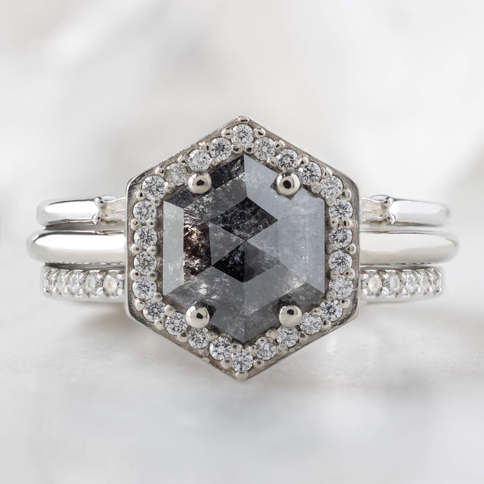 The Dahlia Ring | Build Your Own Hexagon Black Diamond Engagement Ring