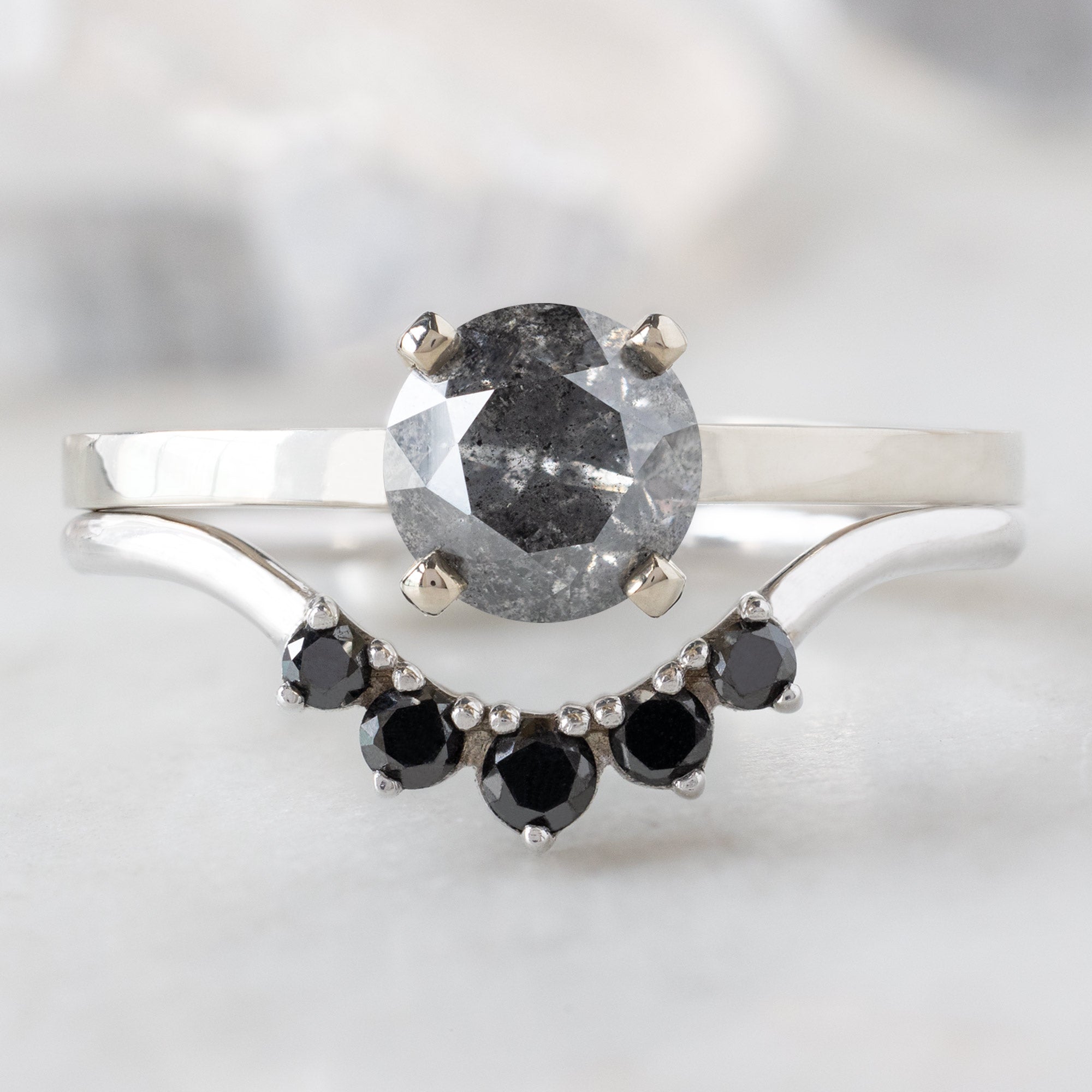 The Bryn Ring | Build Your Own Round Salt and Pepper Diamond Engagement Ring