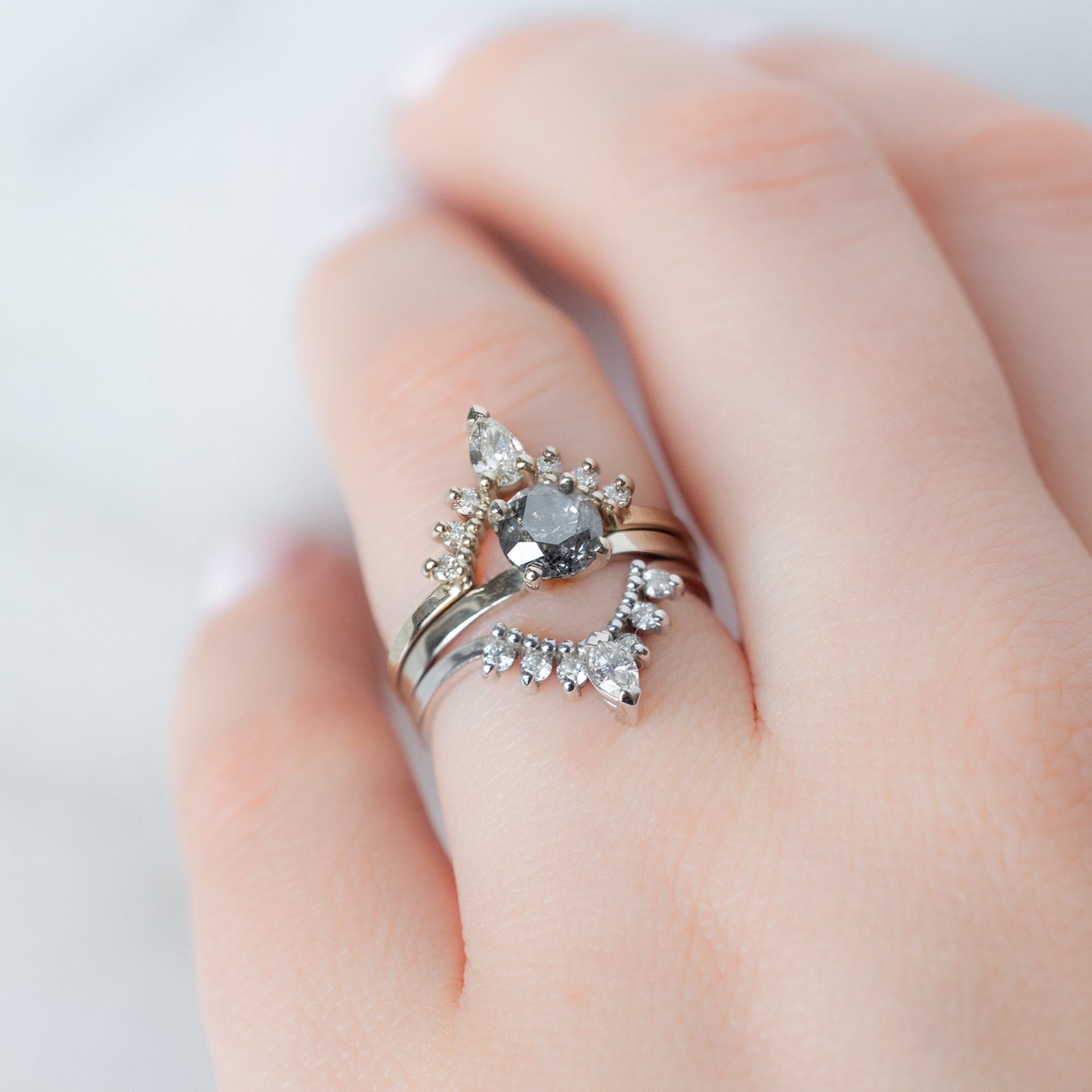 The Bryn Ring | Build Your Own Round Salt and Pepper Diamond Engagement Ring