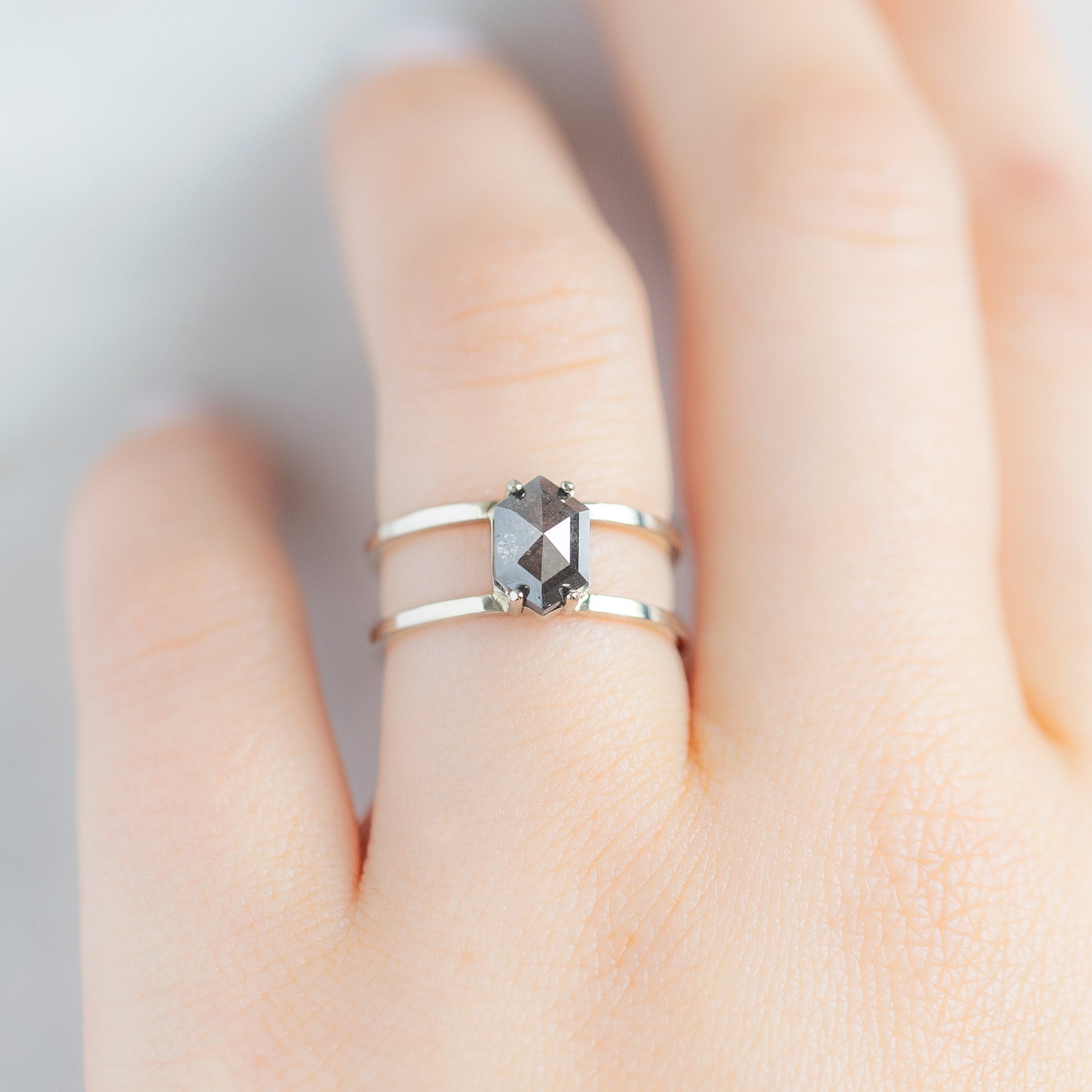 The Poppy Ring | Build Your Own Hexagon Black Diamond Engagement Ring