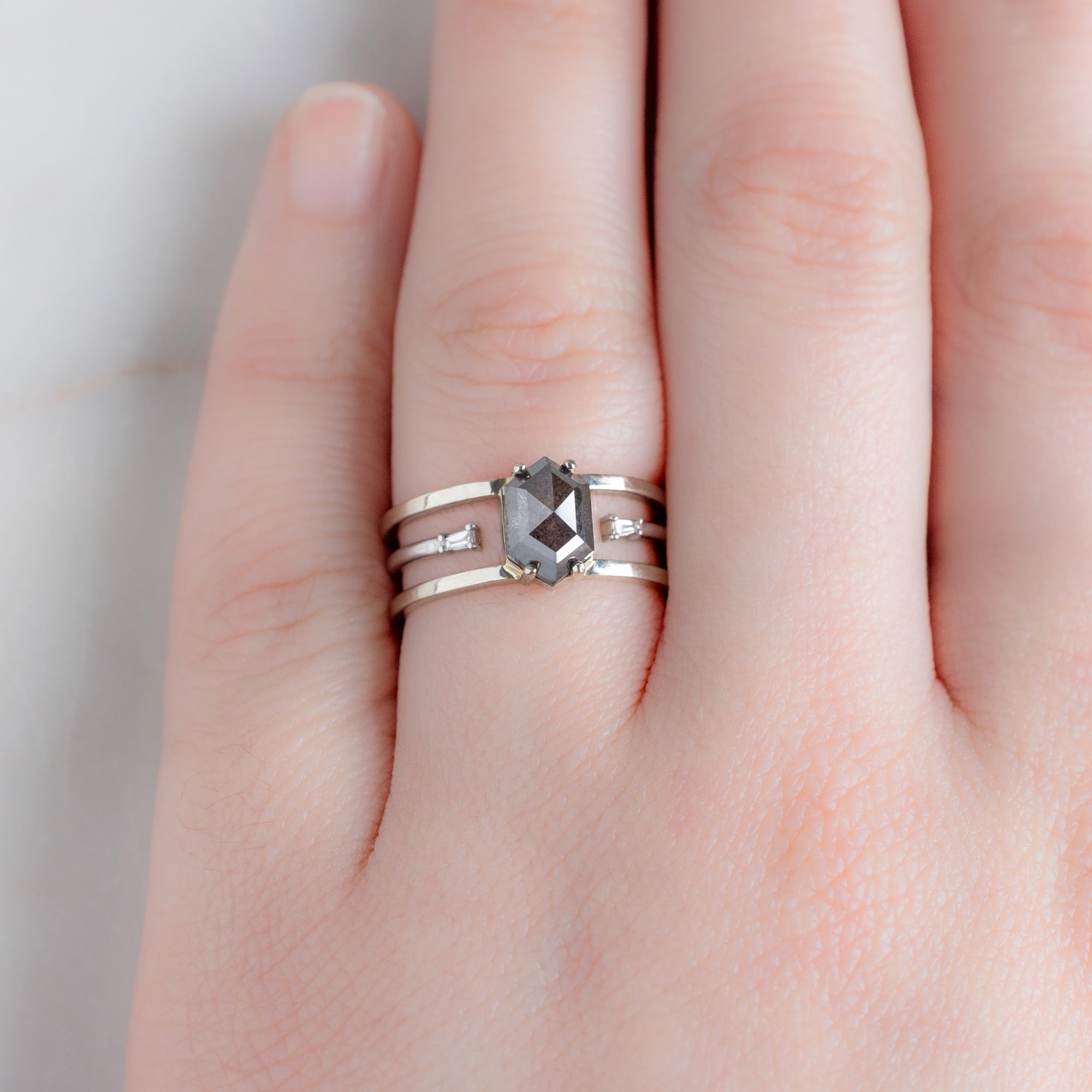 The Poppy Ring | Build Your Own Hexagon Black Diamond Engagement Ring