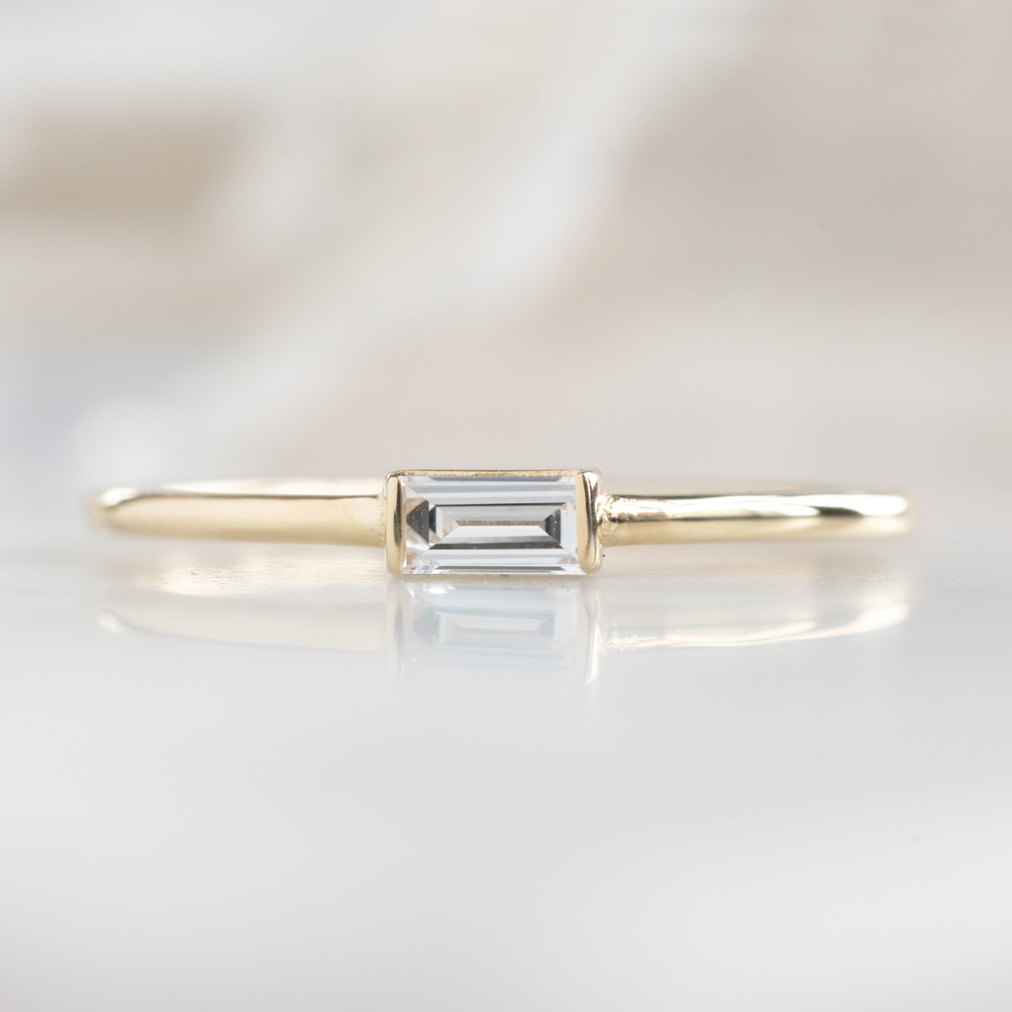 The Baguette White Diamond Line Ring | Yellow, Rose or White Gold