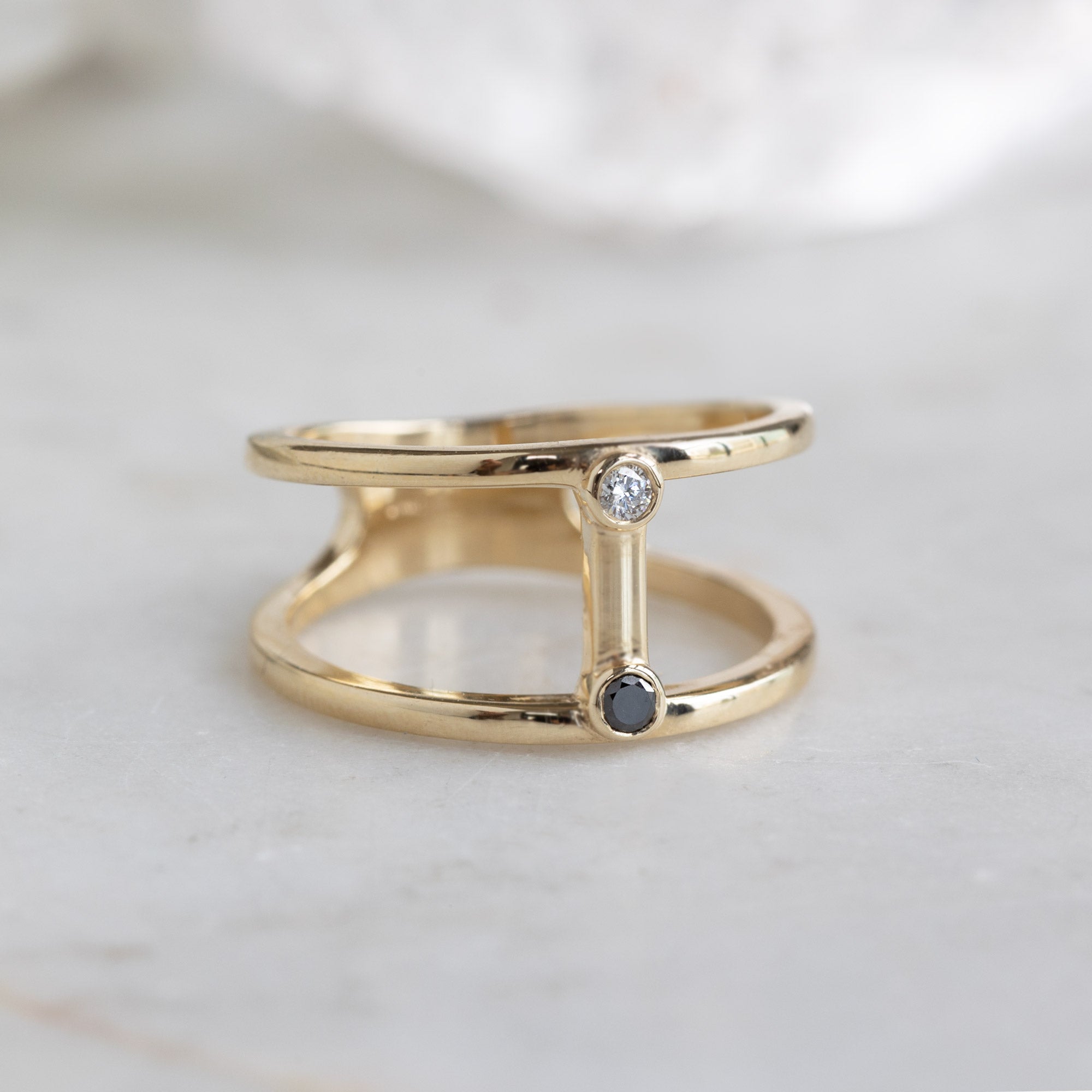 The Duality Diamond Cage Ring | Yellow, Rose or White Gold