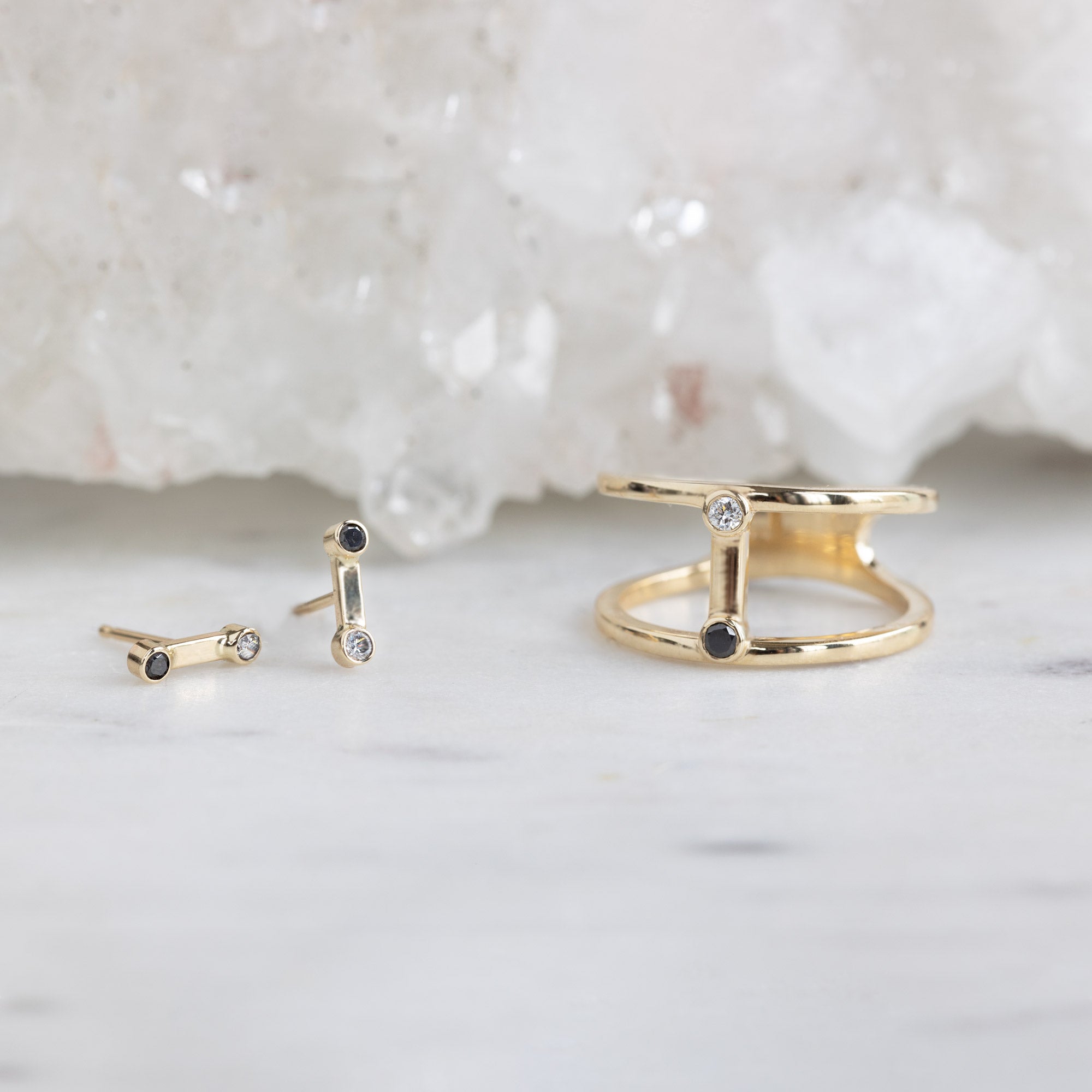 The Duality Diamond Cage Ring | Yellow, Rose or White Gold