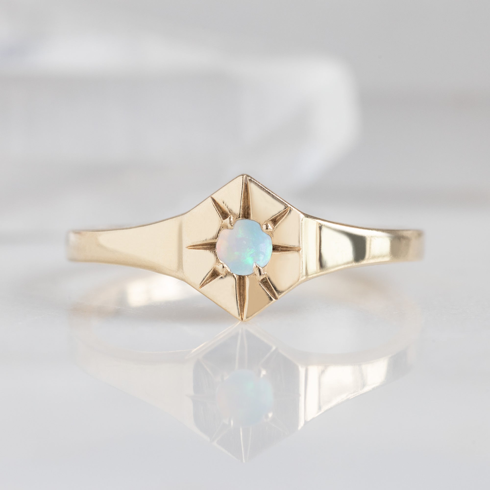 Opal Birthstone Signet Ring | Yellow, Rose or White Gold
