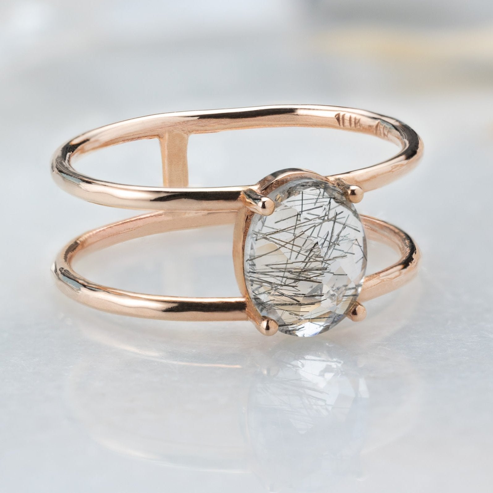 The Tourmaline in Quartz Cage Ring | Yellow, Rose, White or Sterling Silver