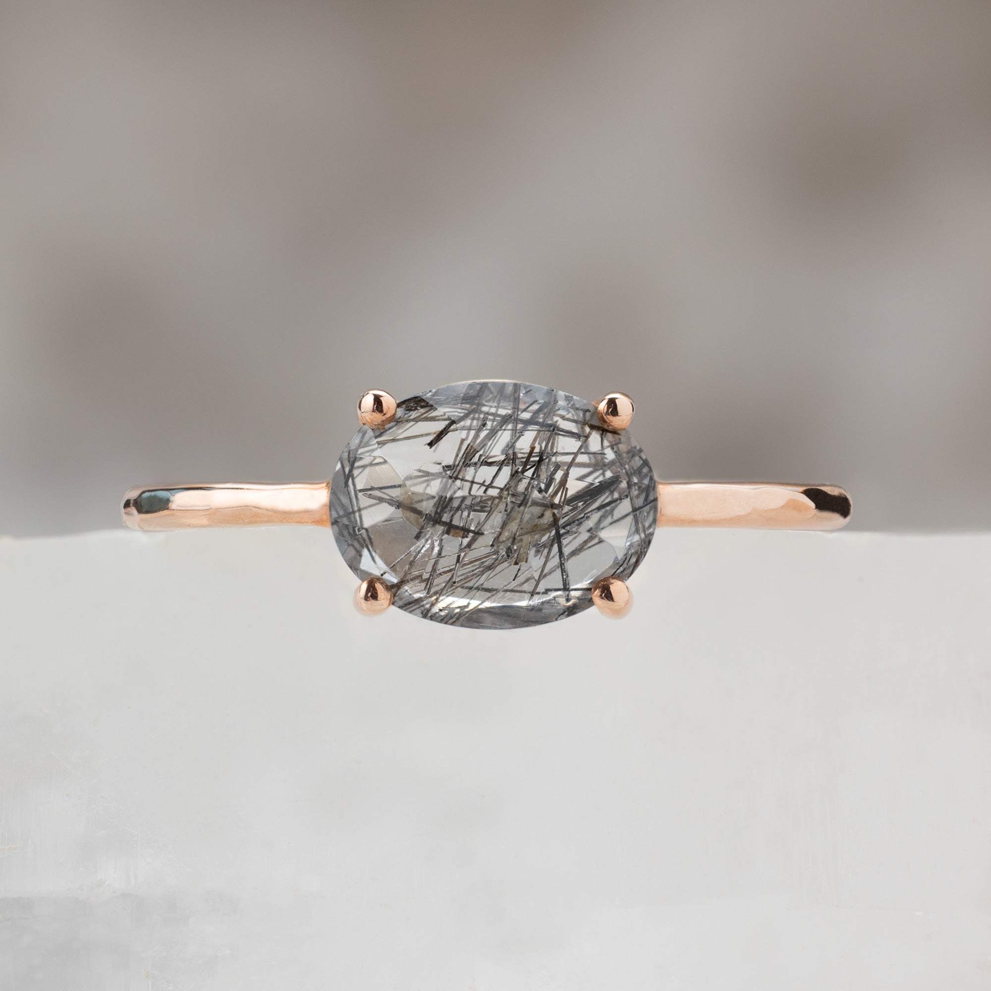 The Tourmaline in Quartz Ring | Yellow, Rose, White or Sterling Silver