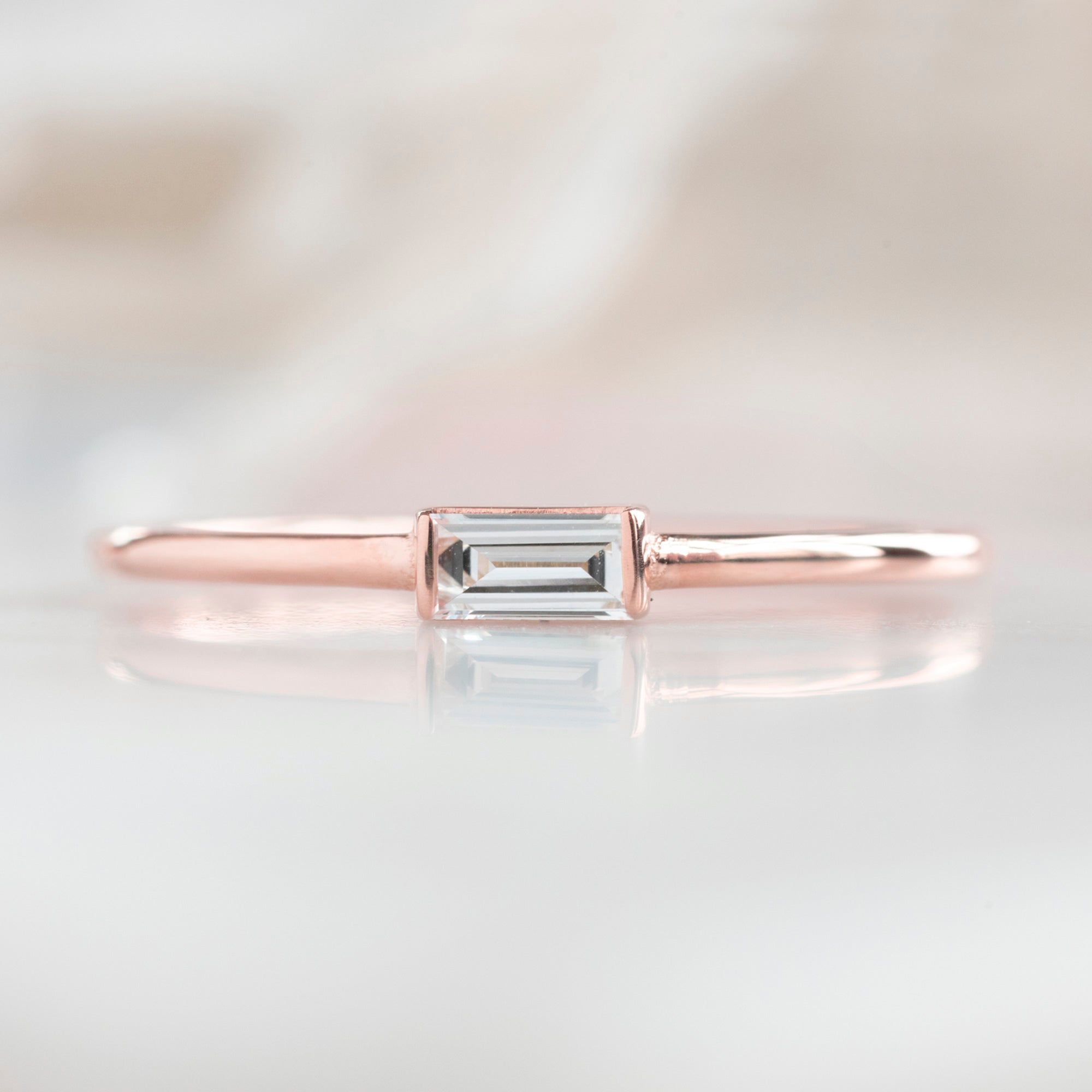 The Baguette White Diamond Line Ring | Yellow, Rose or White Gold
