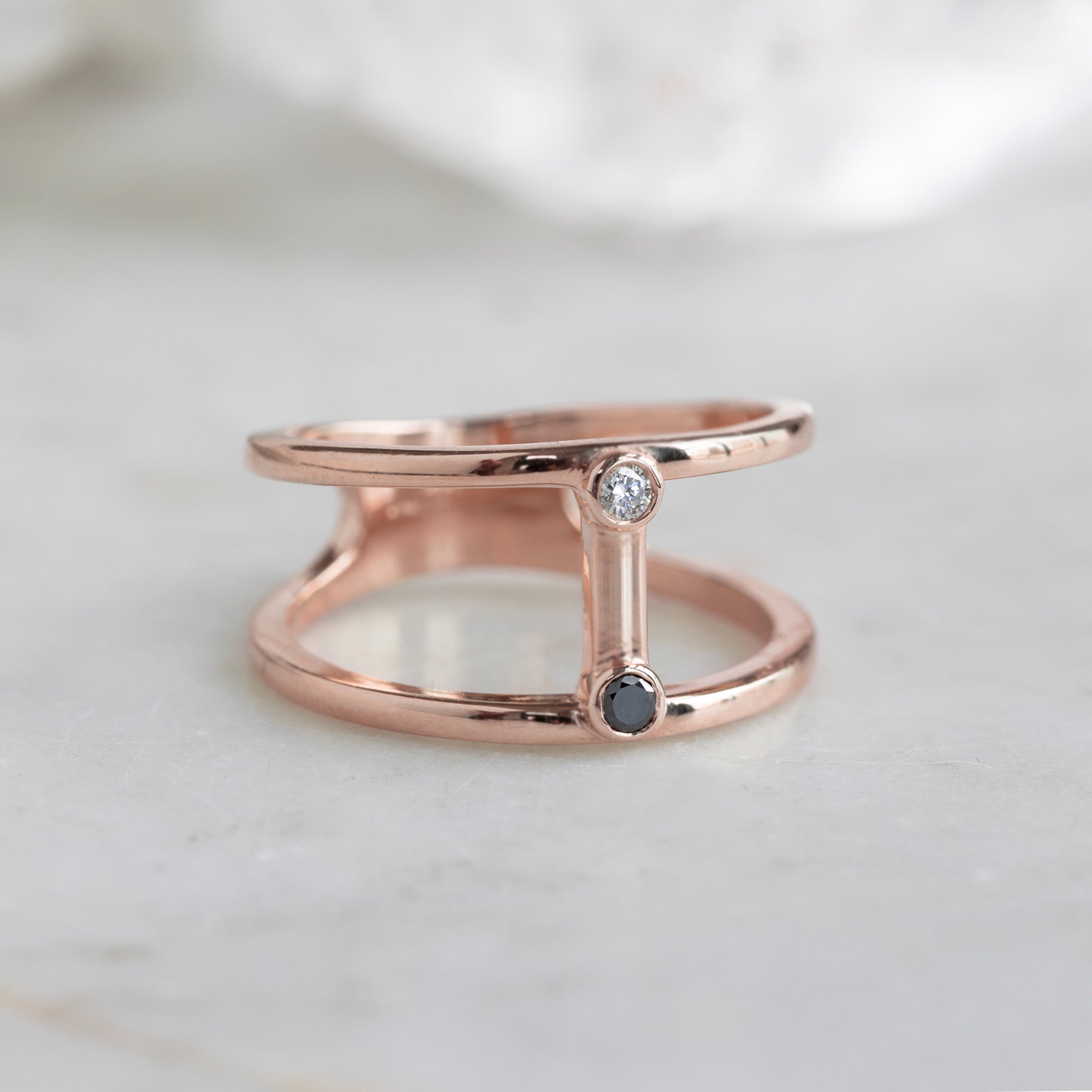 The Duality Diamond Cage Ring | Yellow, Rose or White Gold