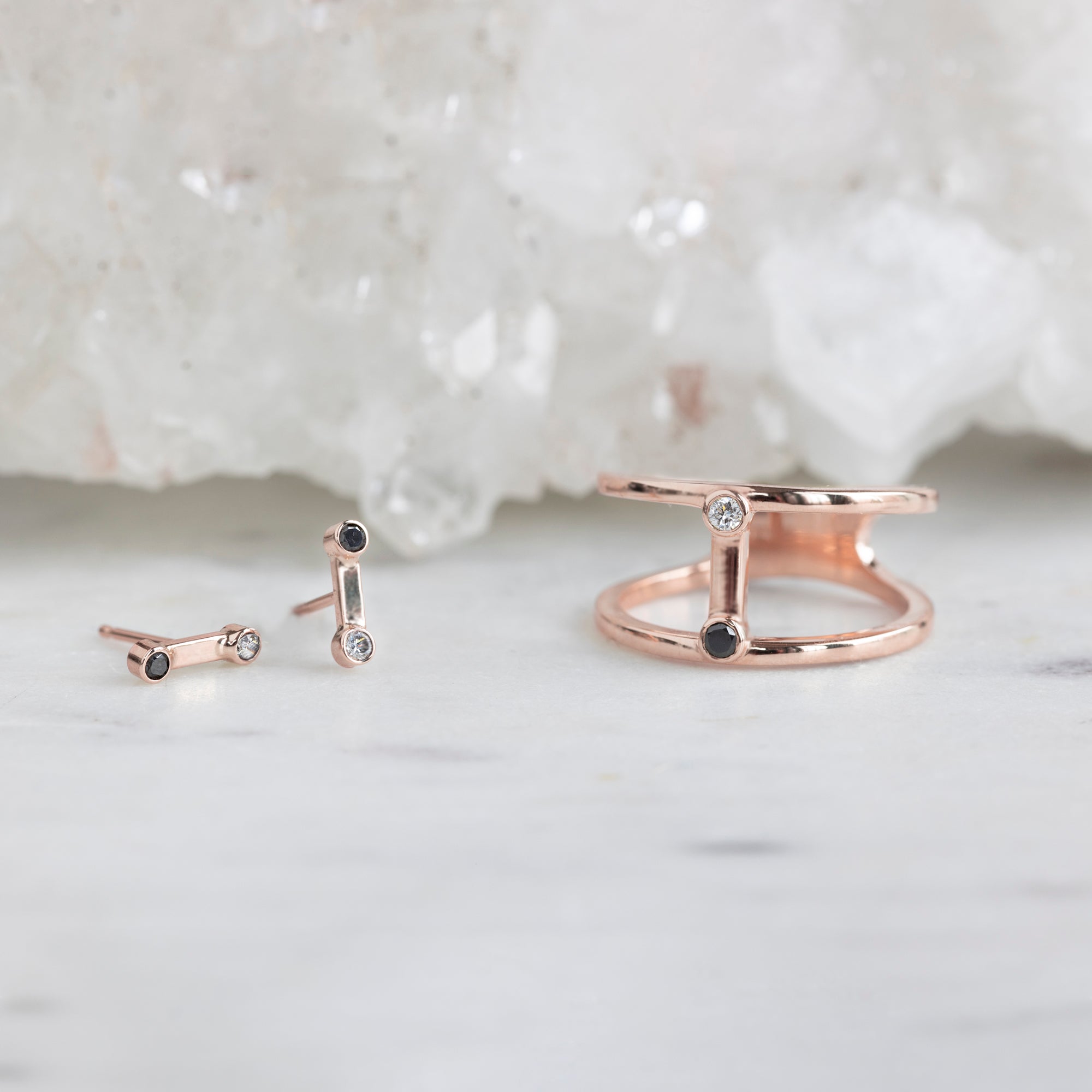 The Duality Diamond Cage Ring | Yellow, Rose or White Gold