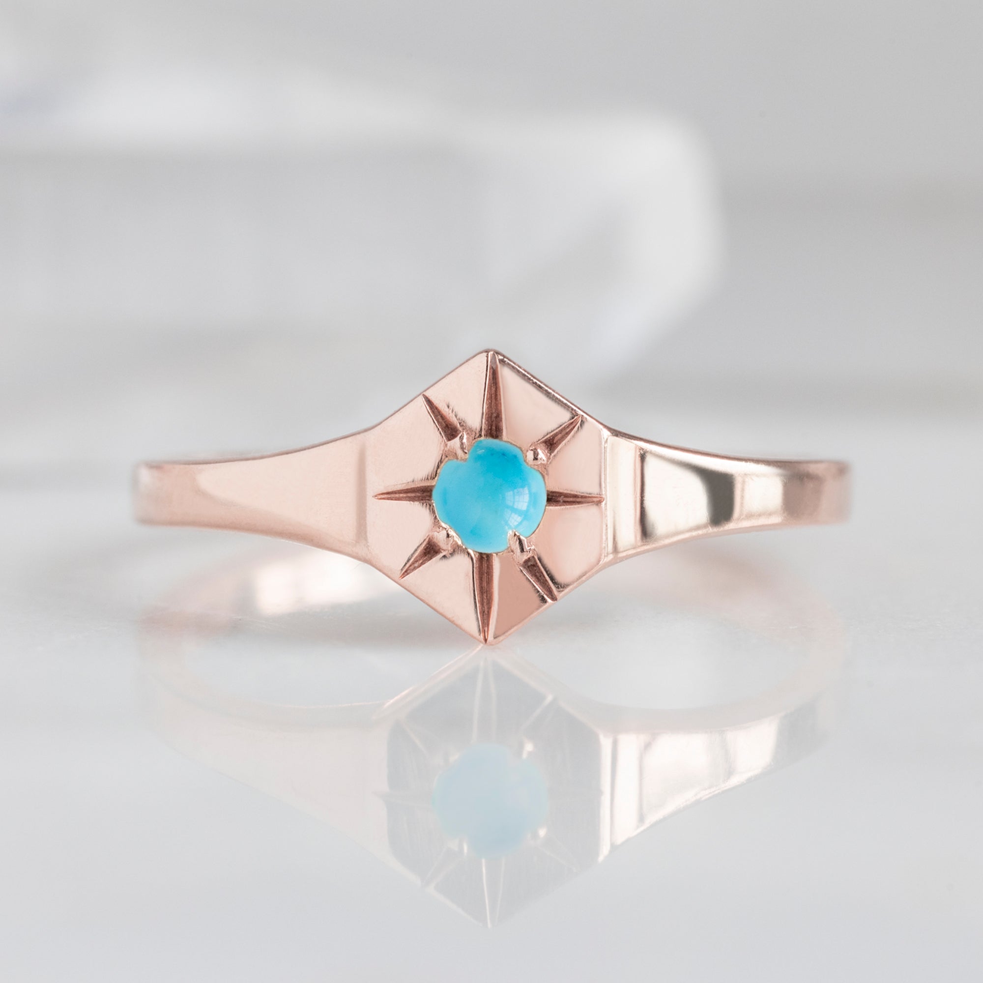 Turquoise Birthstone Signet Ring | Yellow, Rose or White Gold