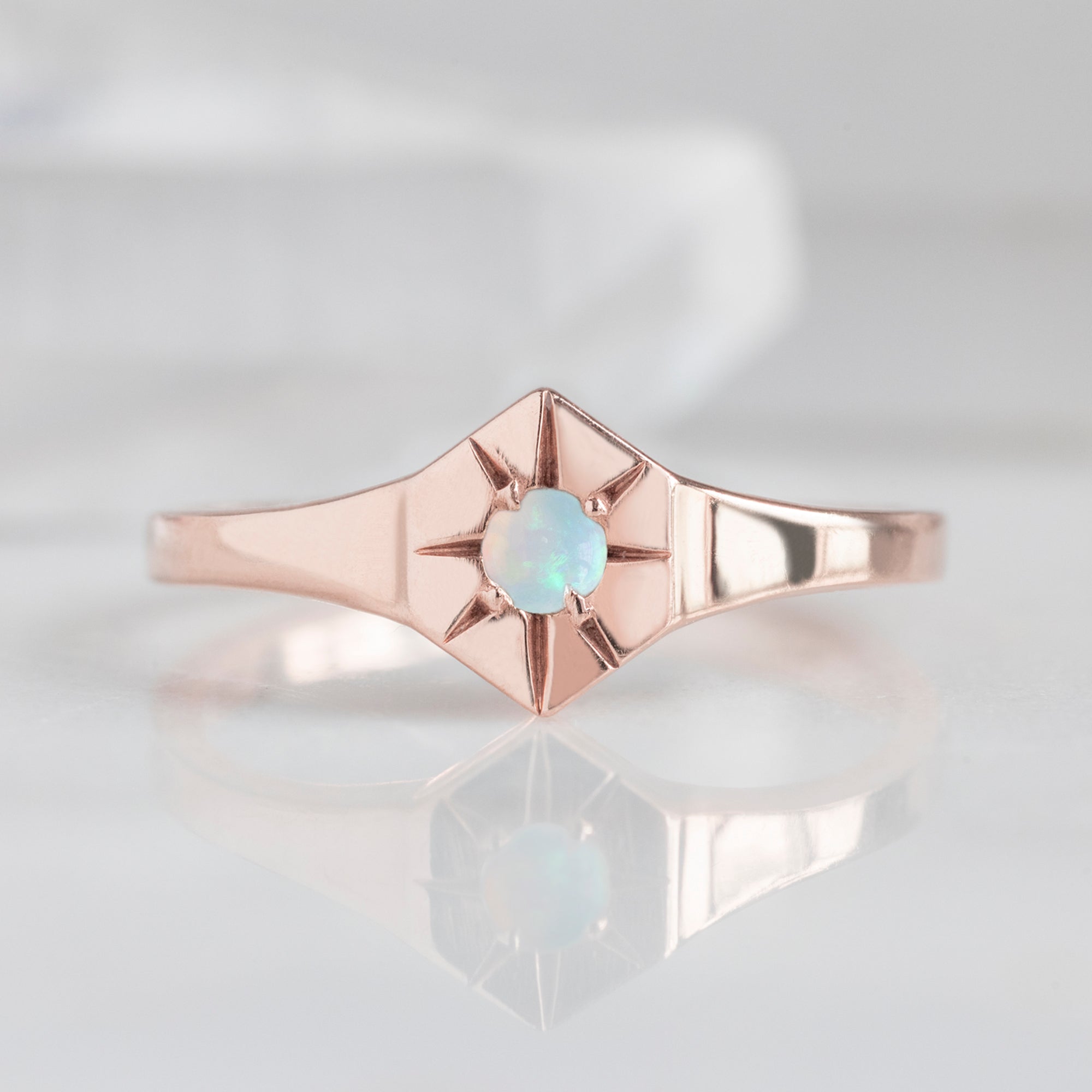 Opal Birthstone Signet Ring | Yellow, Rose or White Gold