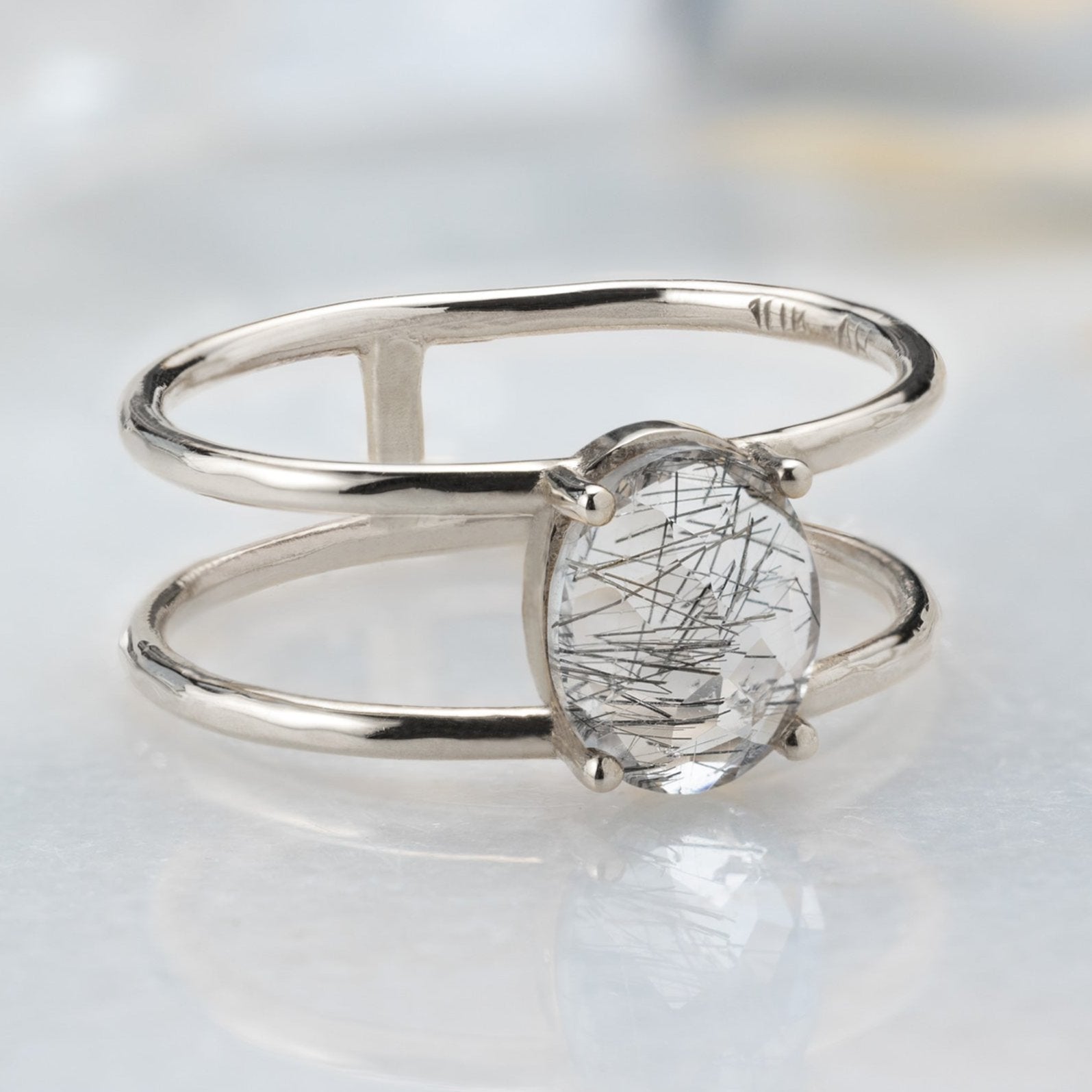 The Tourmaline in Quartz Cage Ring | Yellow, Rose, White or Sterling Silver