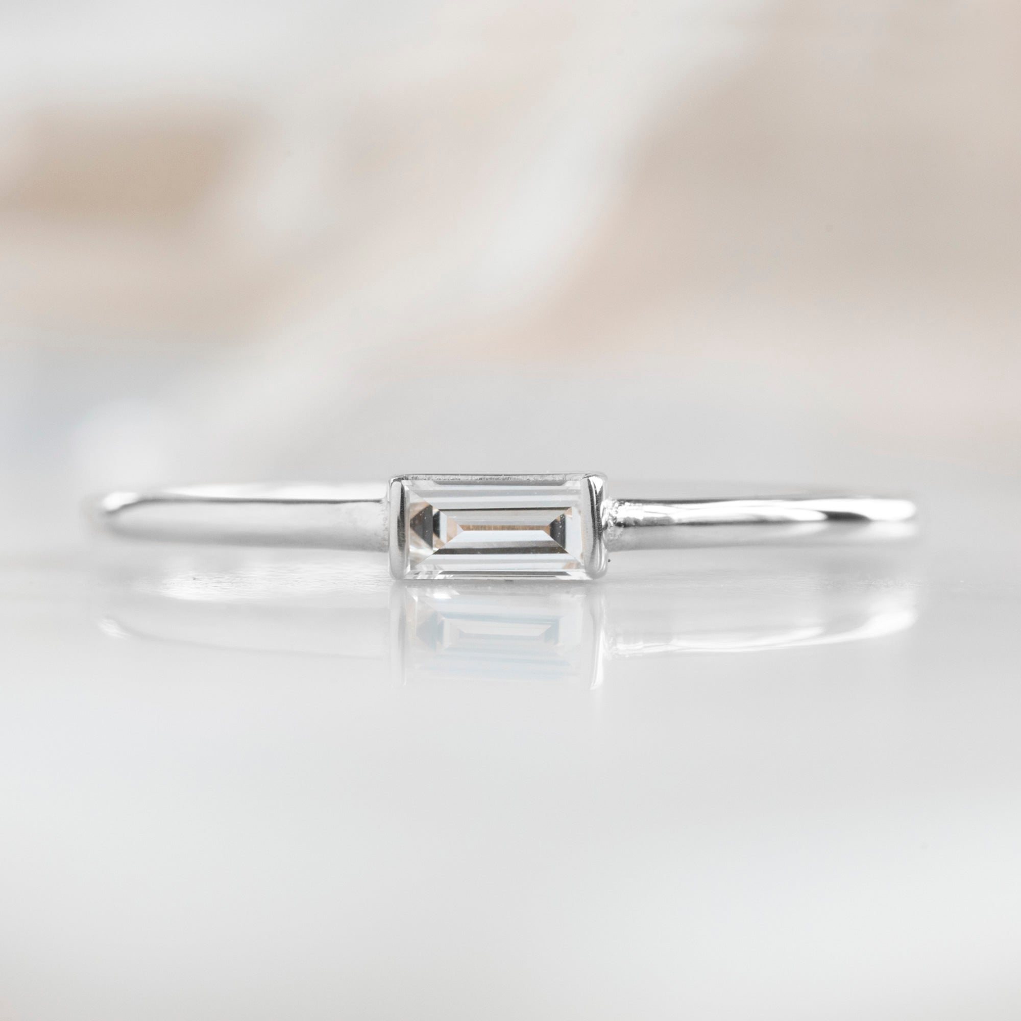 The Baguette White Diamond Line Ring | Yellow, Rose or White Gold