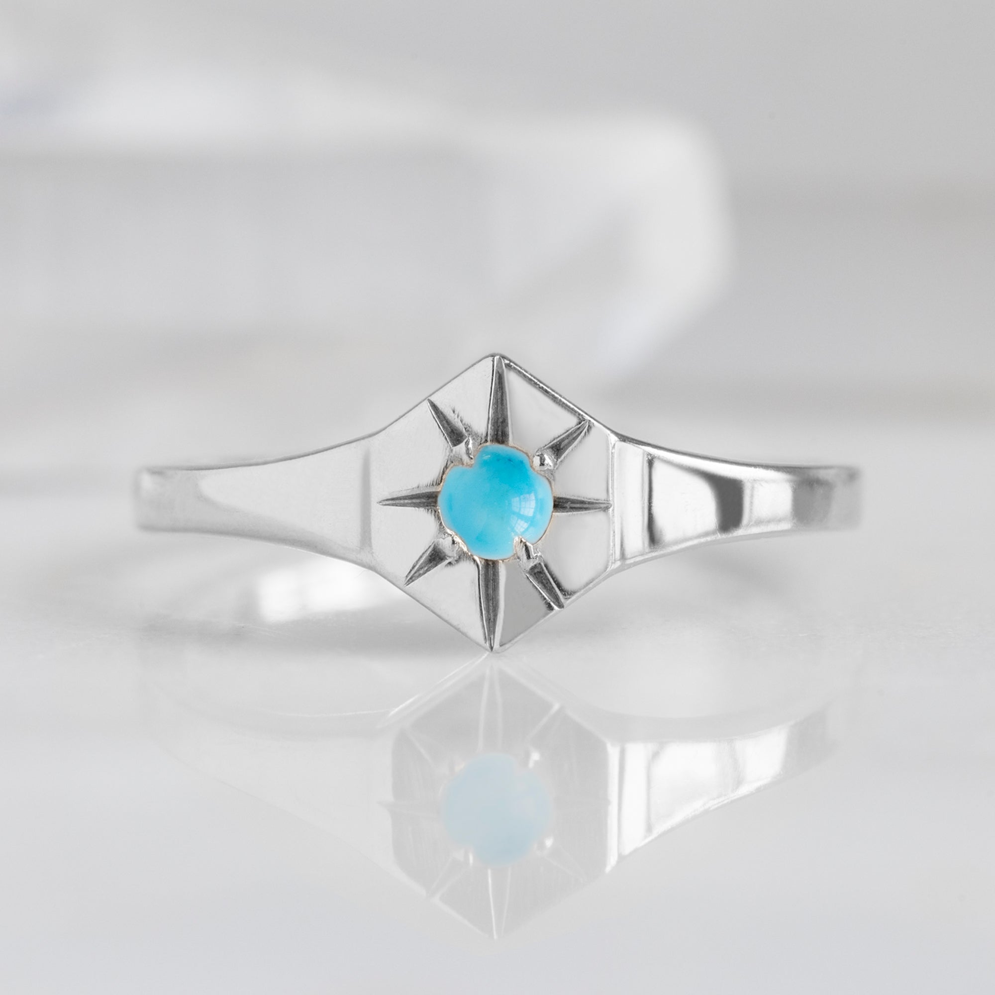 Turquoise Birthstone Signet Ring | Yellow, Rose or White Gold