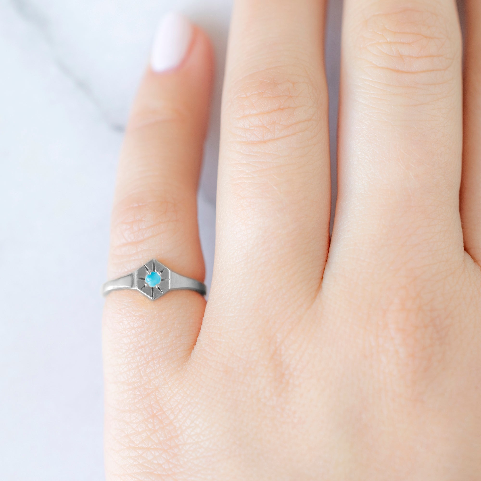 Turquoise Birthstone Signet Ring | Yellow, Rose or White Gold