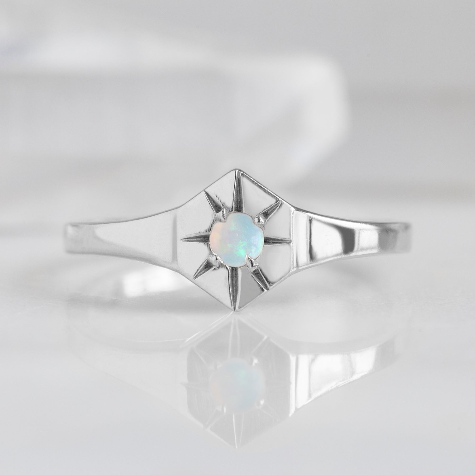Opal Birthstone Signet Ring | Yellow, Rose or White Gold