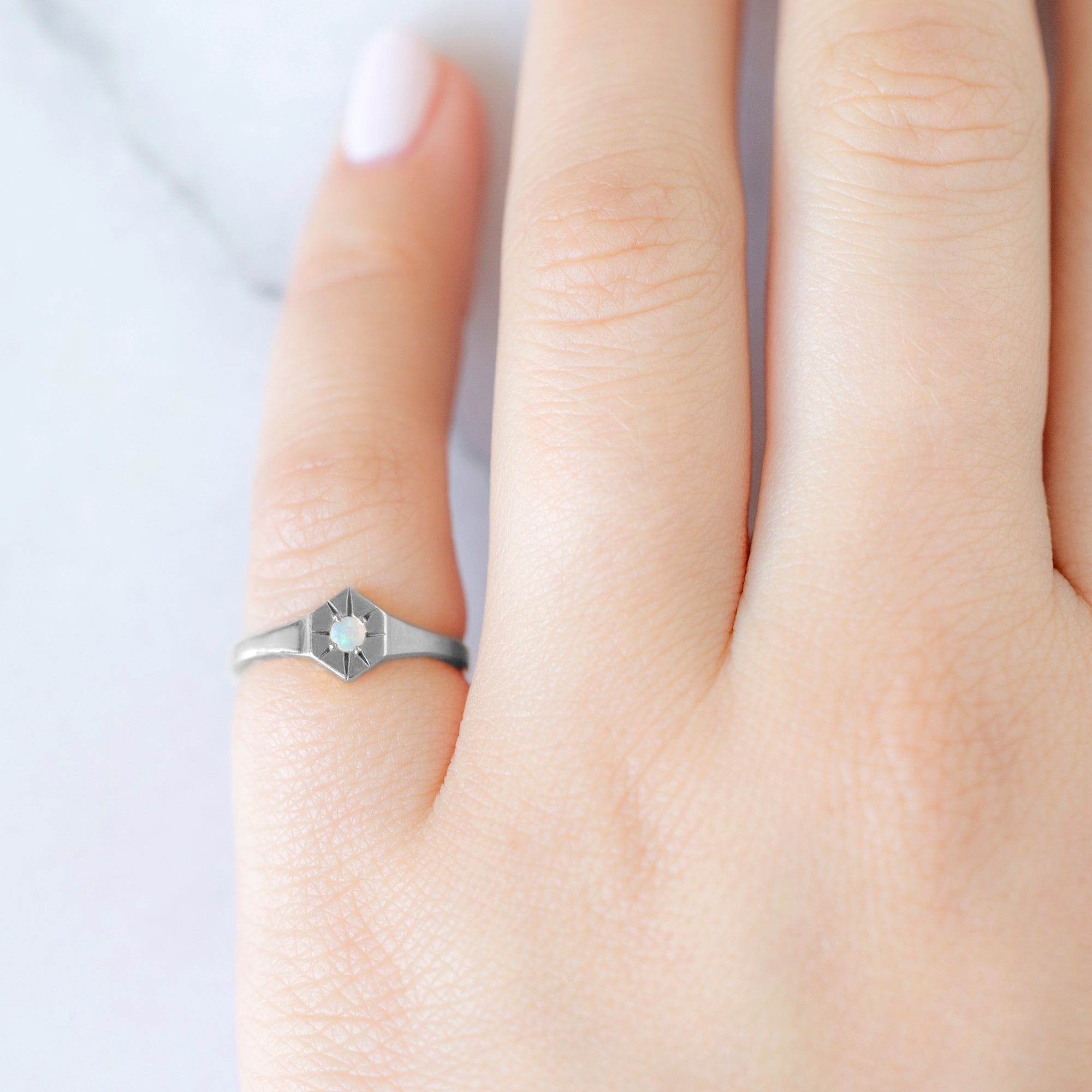 Opal Birthstone Signet Ring | Yellow, Rose or White Gold