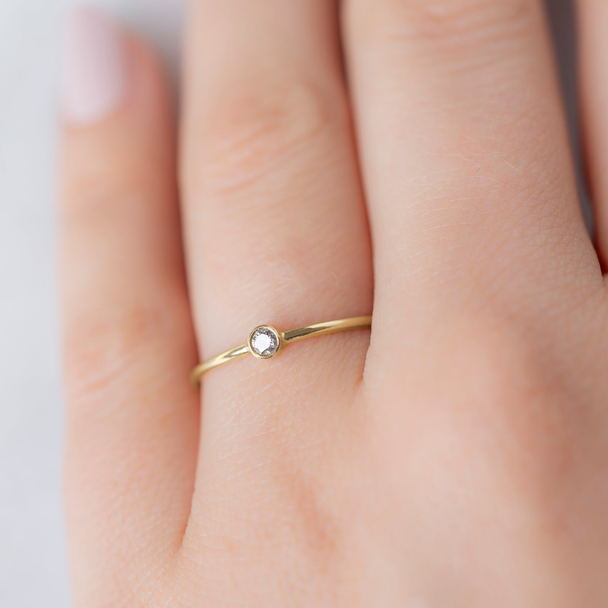 The Teensy Salt and Pepper Diamond Stacking Ring | Yellow, Rose or White Gold