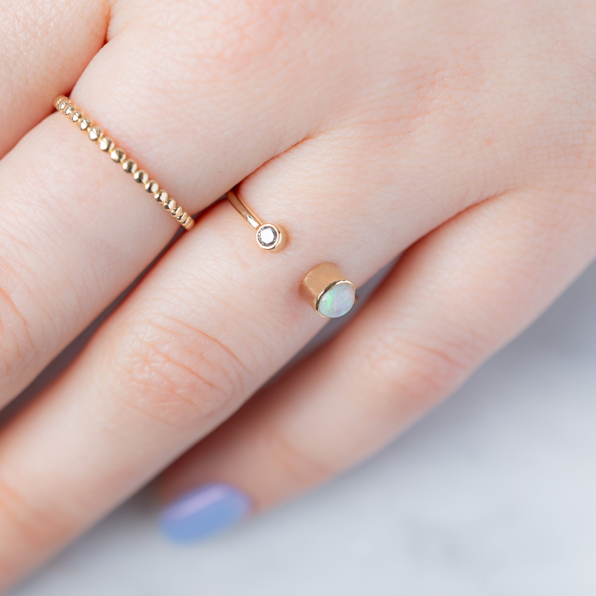 The Open Cuff Opal + Diamond Ring | Yellow or Rose Gold