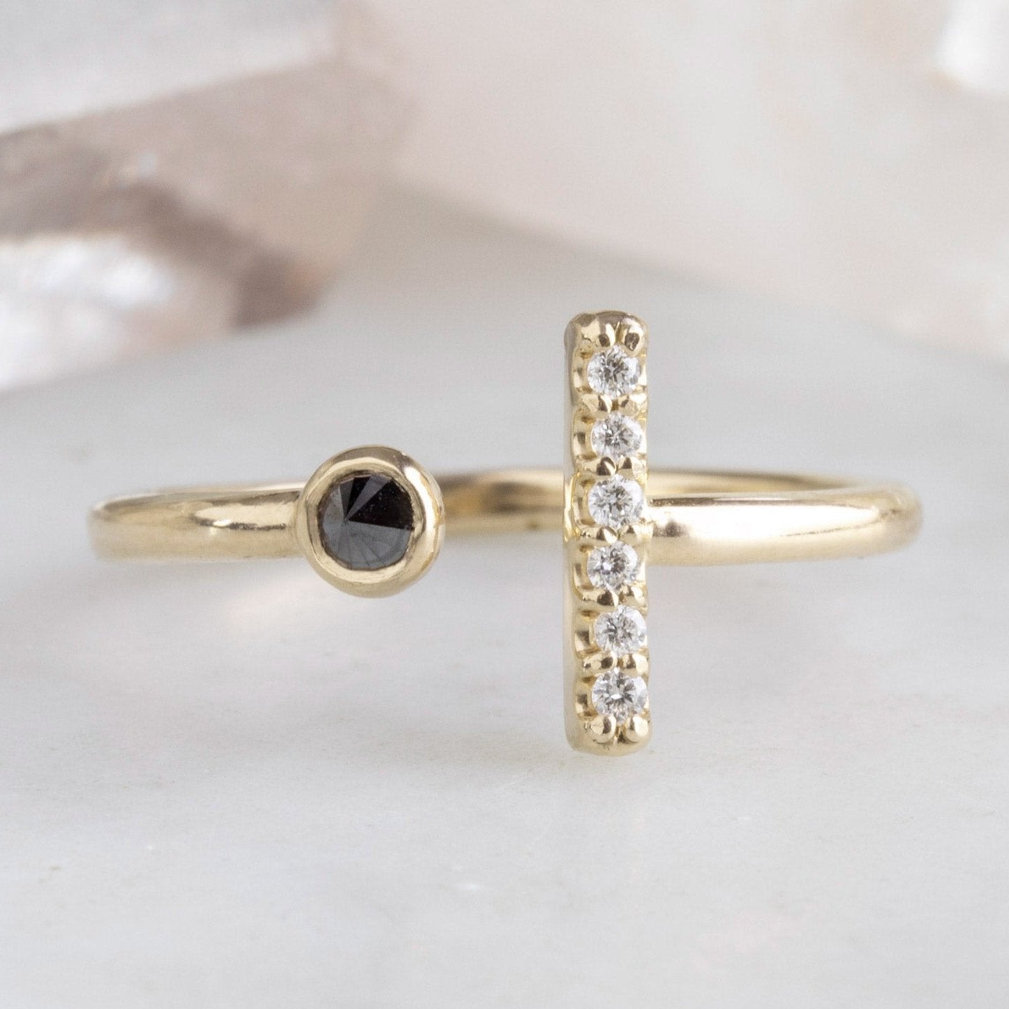 The Black + White Diamond Linea Ring | Yellow, Rose or White Gold