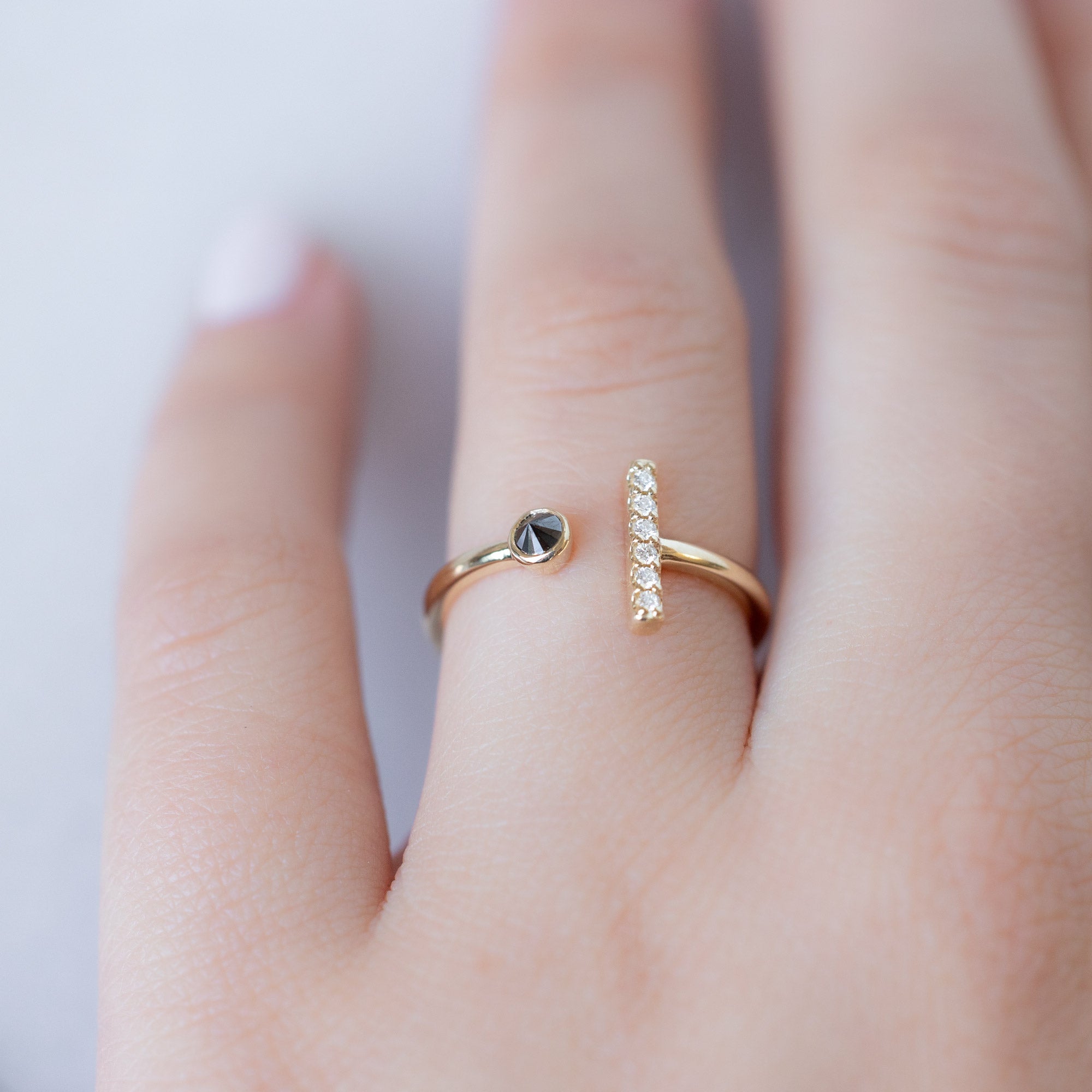 The Black + White Diamond Linea Ring | Yellow, Rose or White Gold