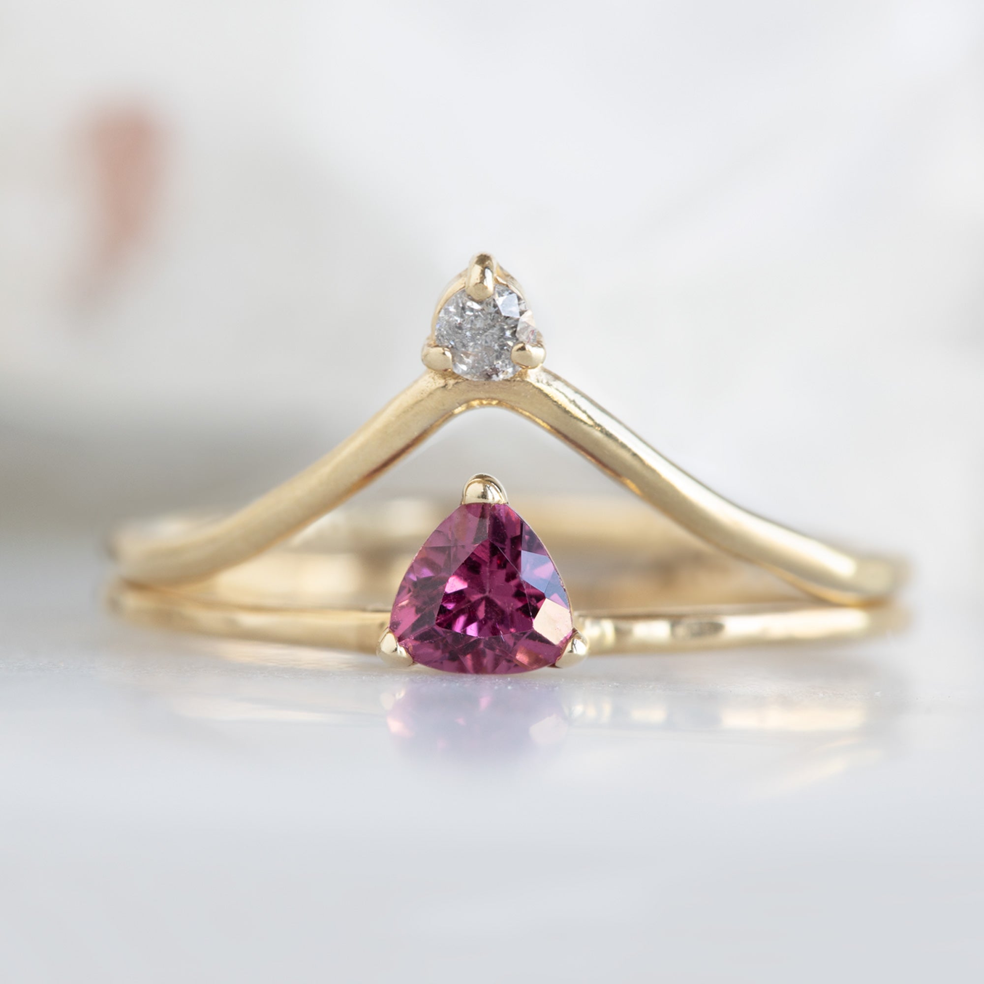 The Pink Garnet Crown Ring | Yellow, Rose or White Gold