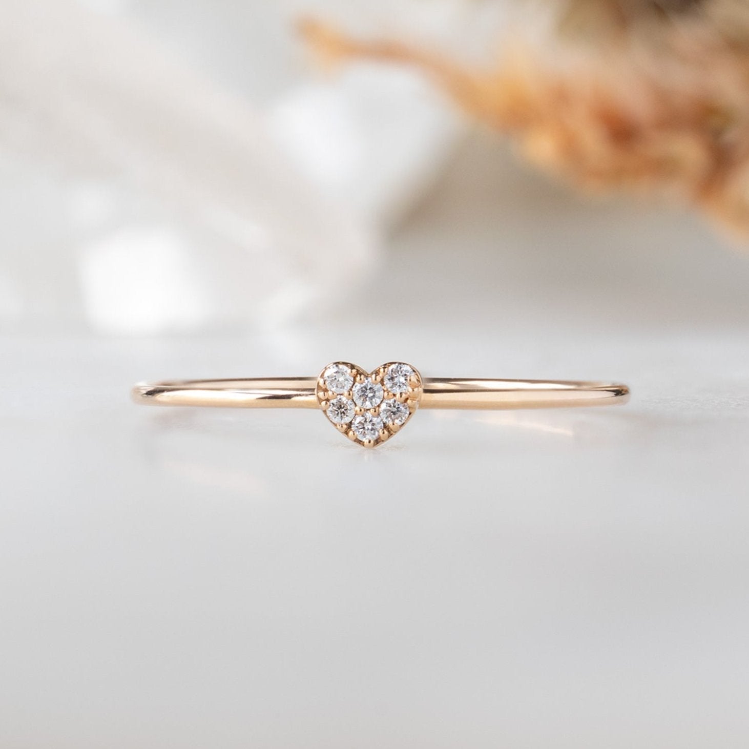 The Sweetheart White Diamond Pavé Ring | Yellow, Rose or White Gold