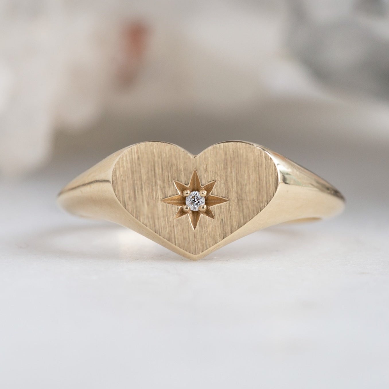 The Sweetheart White Diamond Signet Ring | Yellow, Rose, White or Sterling Silver
