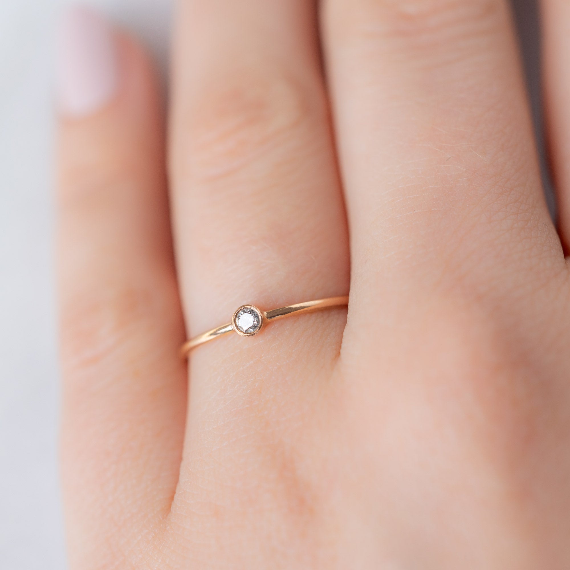 The Teensy Salt and Pepper Diamond Stacking Ring | Yellow, Rose or White Gold