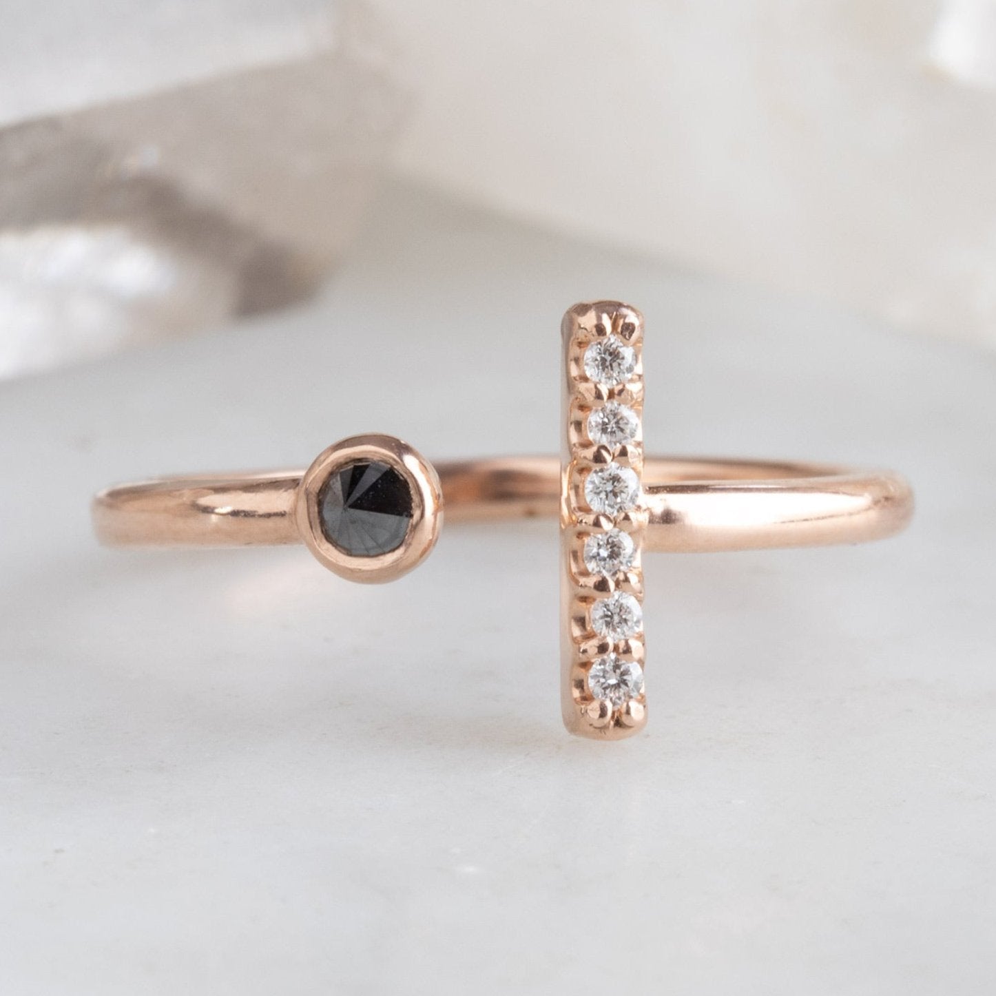 The Black + White Diamond Linea Ring | Yellow, Rose or White Gold