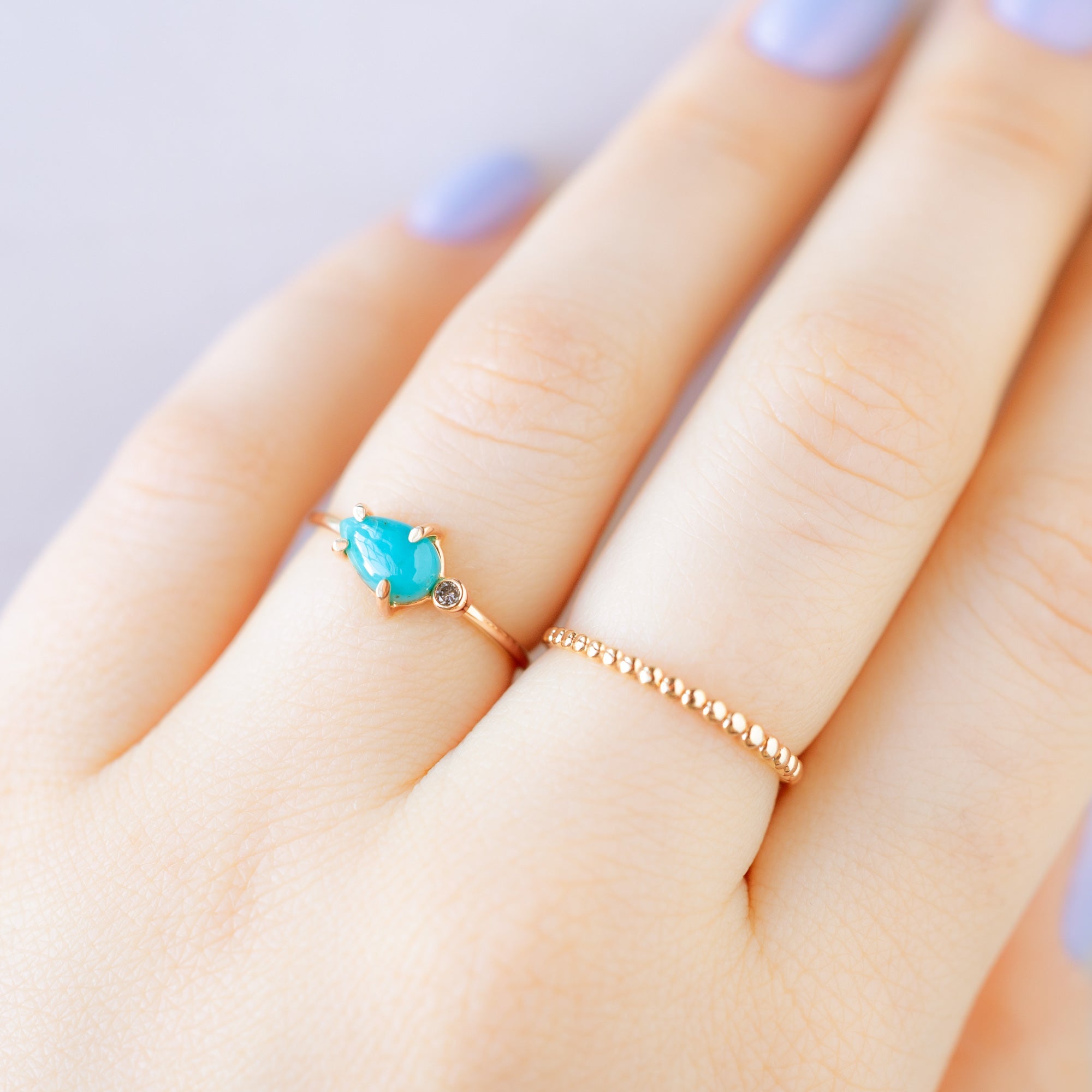 The Asymmetrical Turquoise + Diamond Ring | Yellow Rose or Sterling Silver