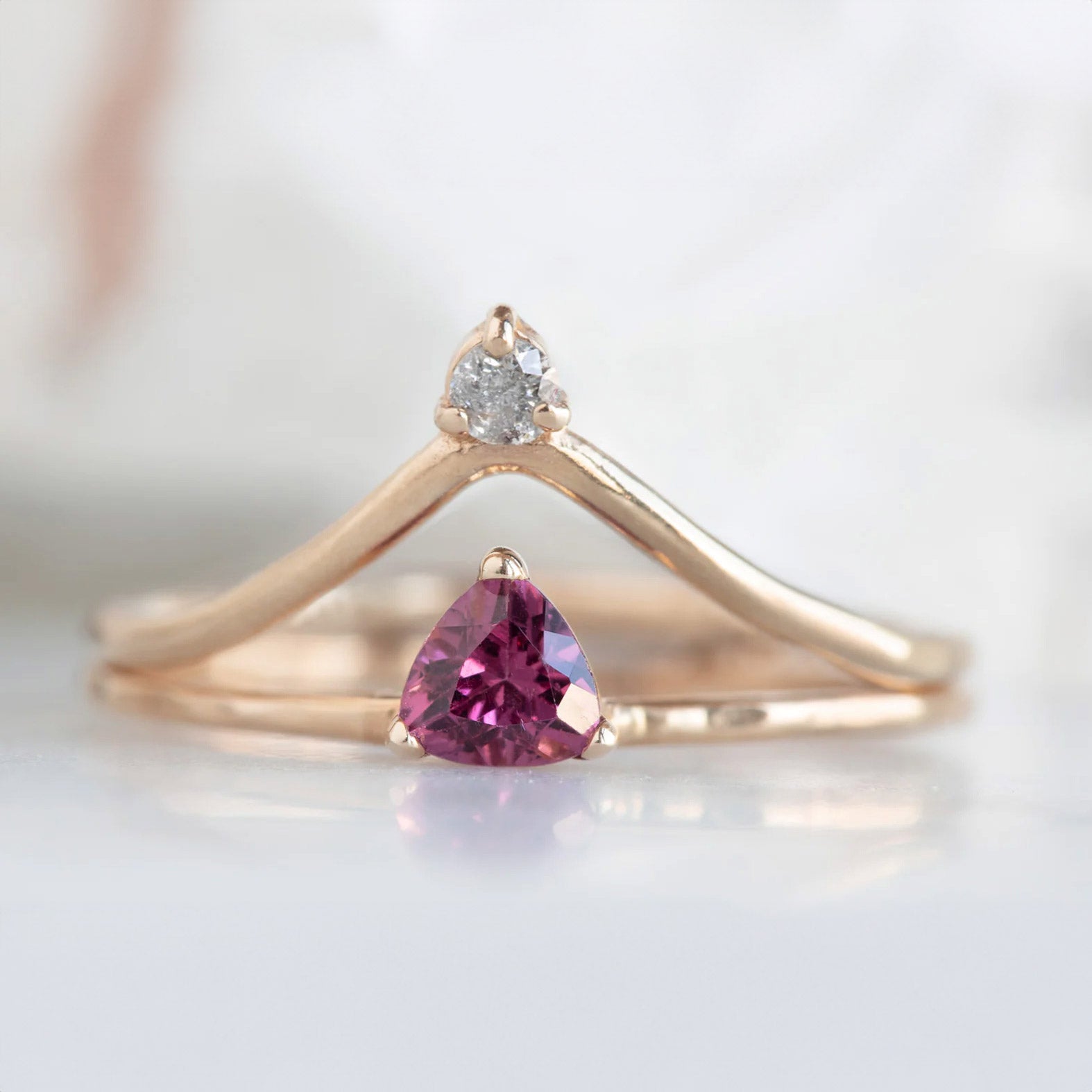 The Pink Garnet Crown Ring | Yellow, Rose or White Gold