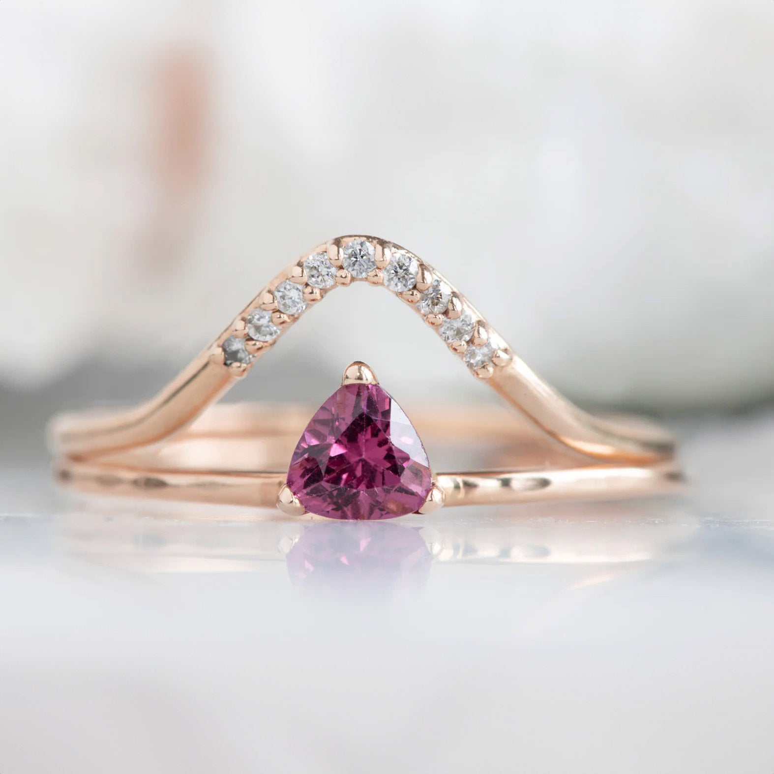 The Pink Garnet Crown Ring | Yellow, Rose or White Gold