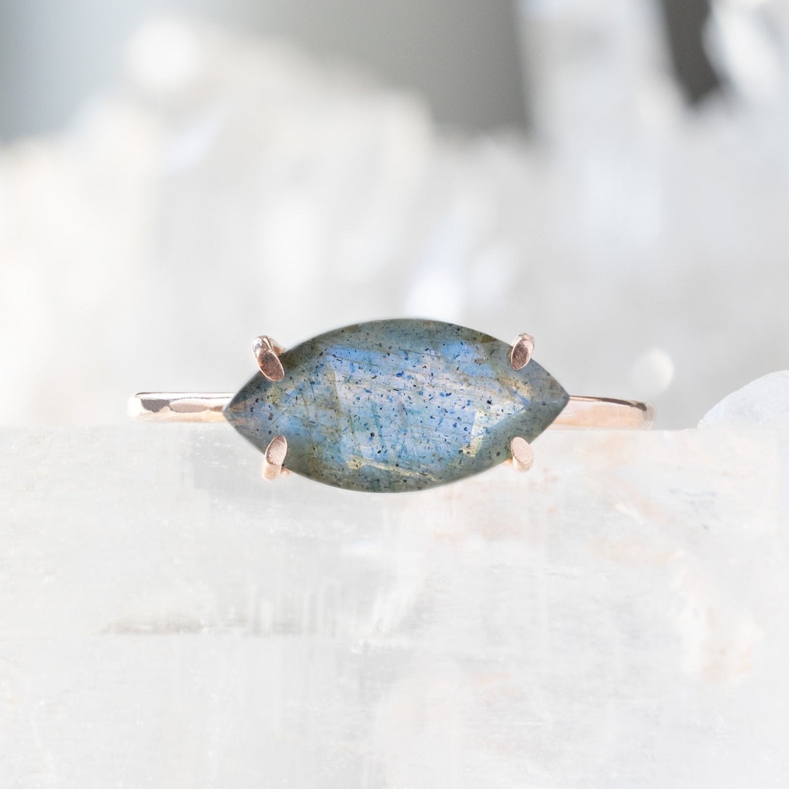 The Labradorite Marquise Ring | Yellow, Rose or Sterling Silver