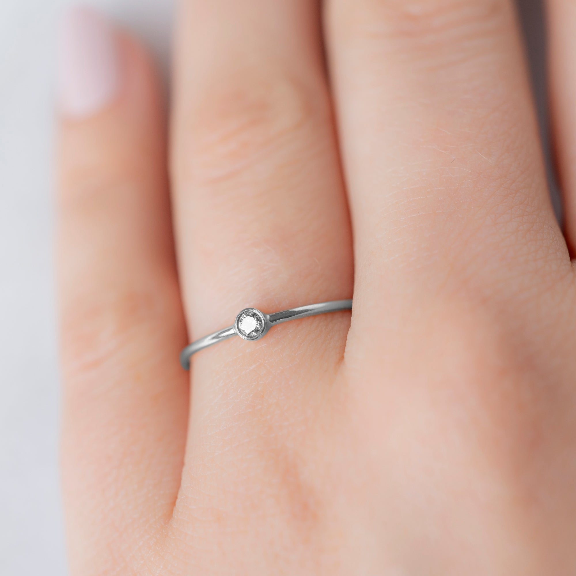 The Teensy Salt and Pepper Diamond Stacking Ring | Yellow, Rose or White Gold